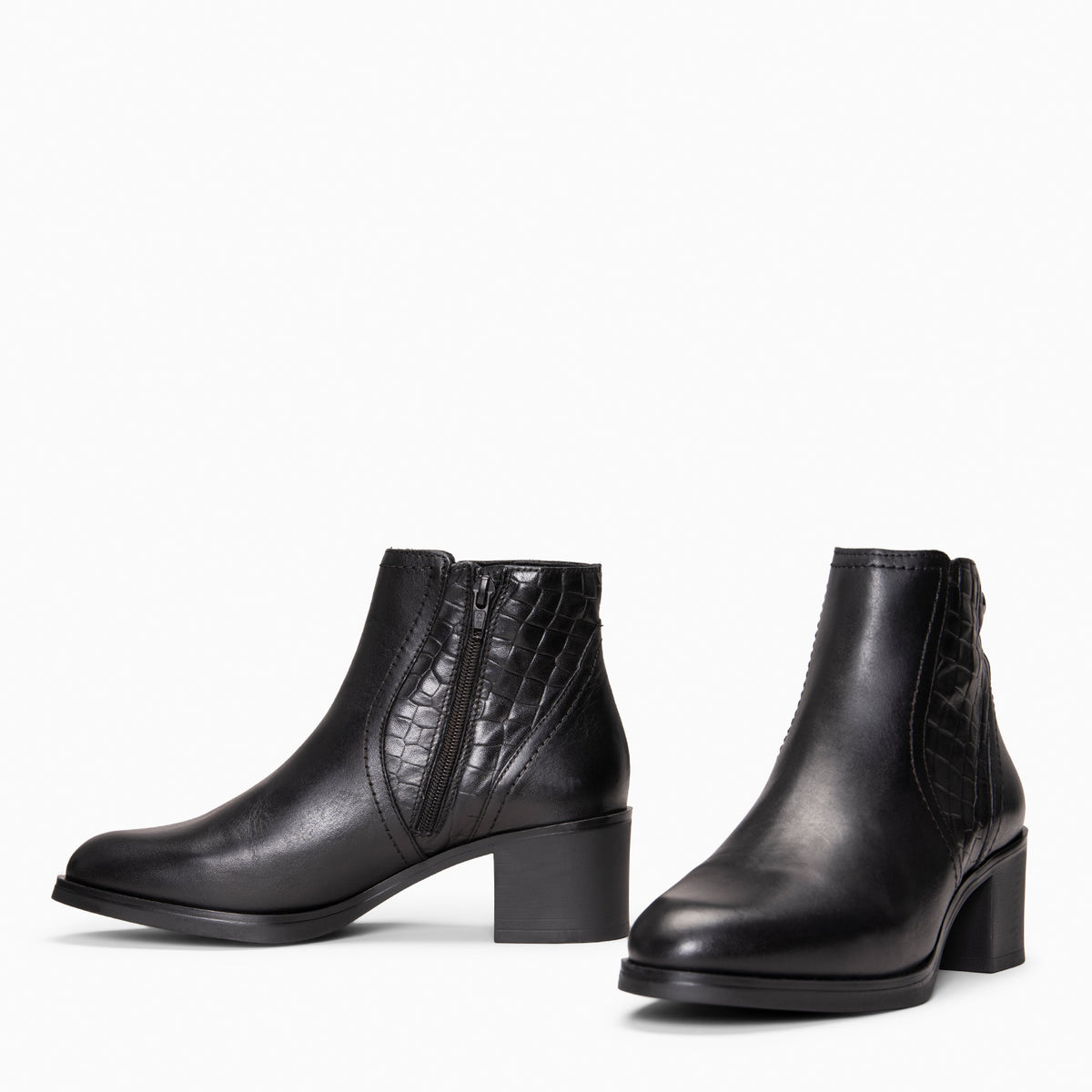 BRANSON - Botines bajos de piel NEGRO