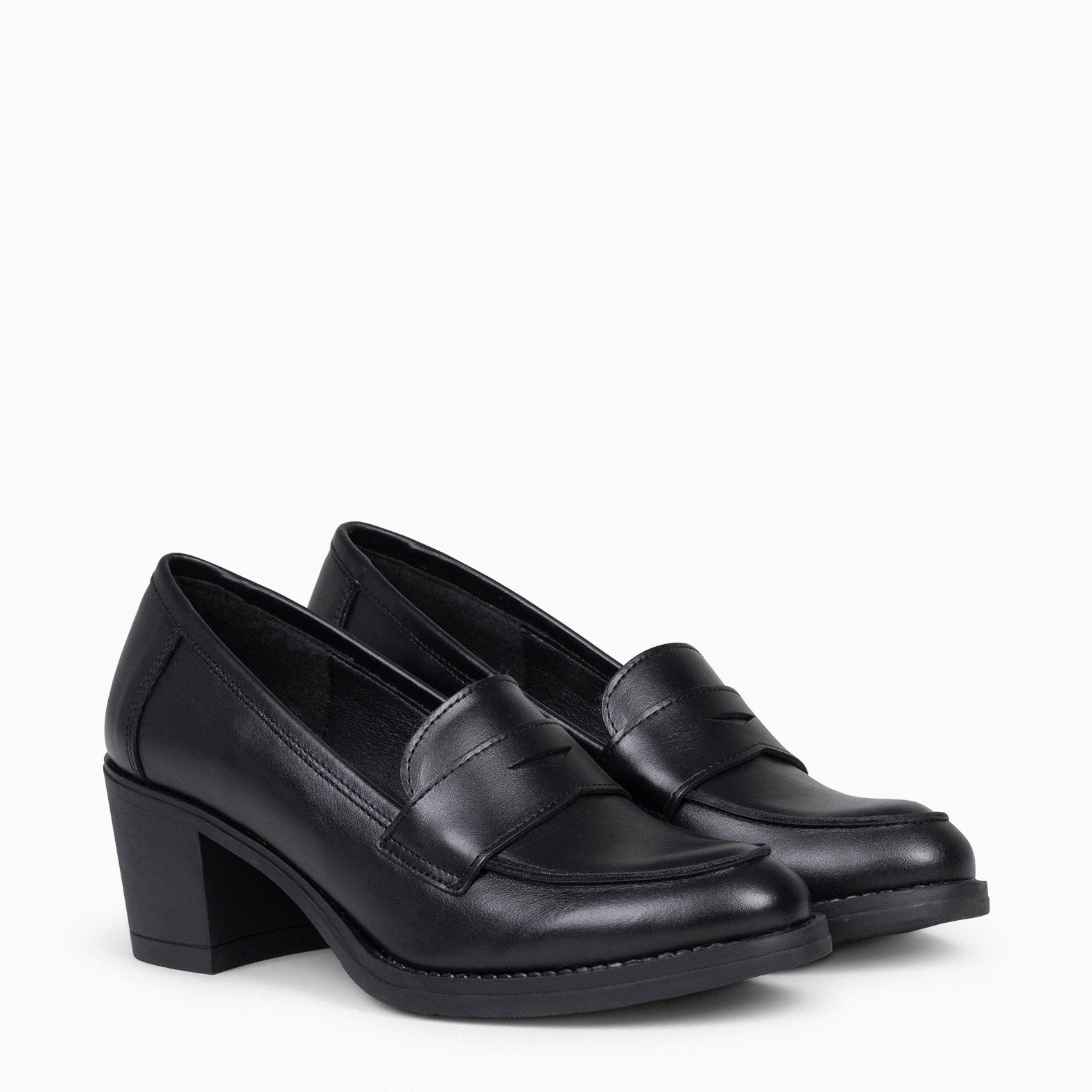 MOKKA – BLACK heeled nappa moccasins