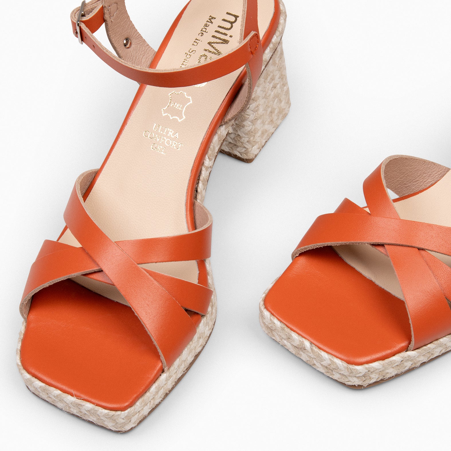 ANNA - ORANGE Sandals with heel and platform