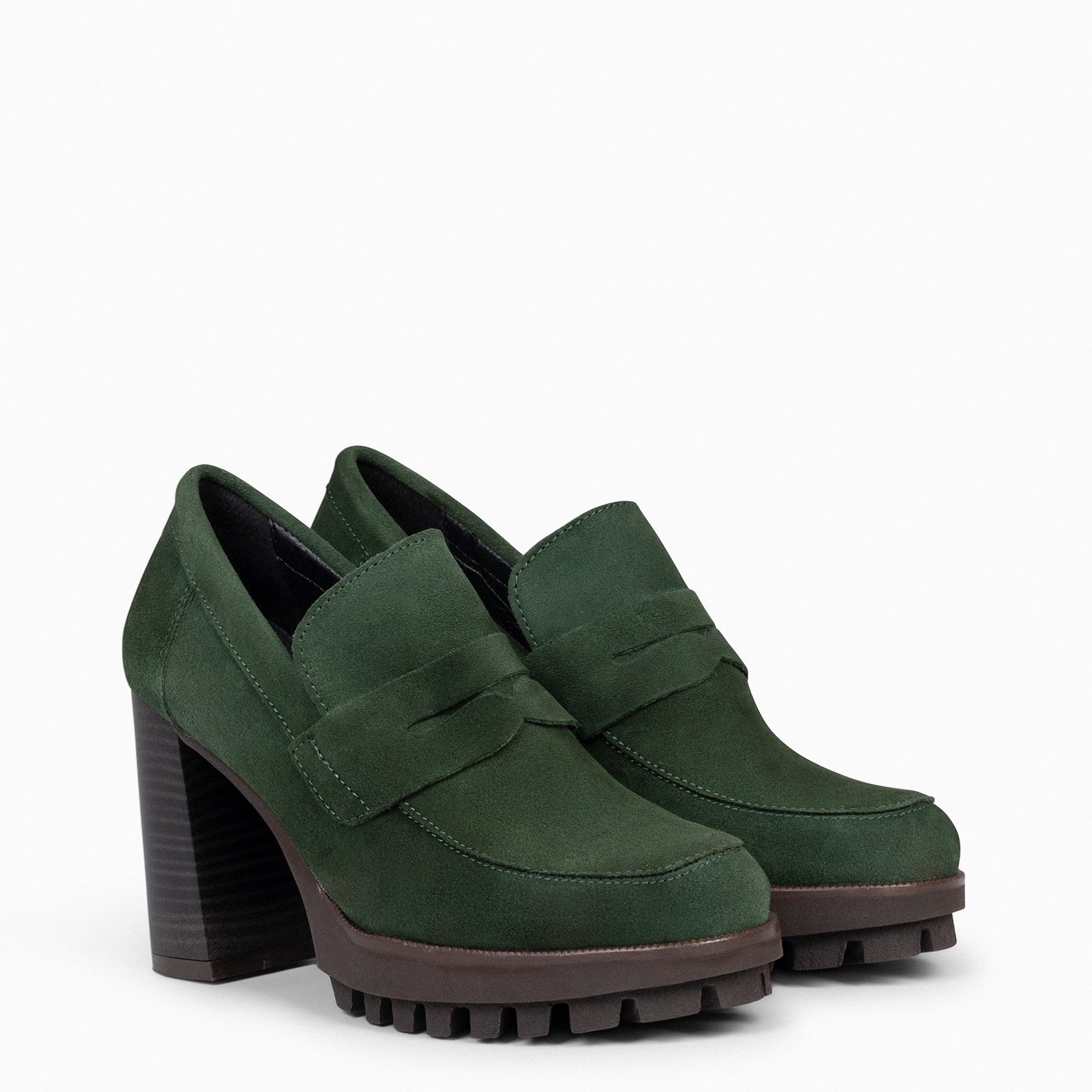 TREND – GREEN high heel moccasins with platform 
