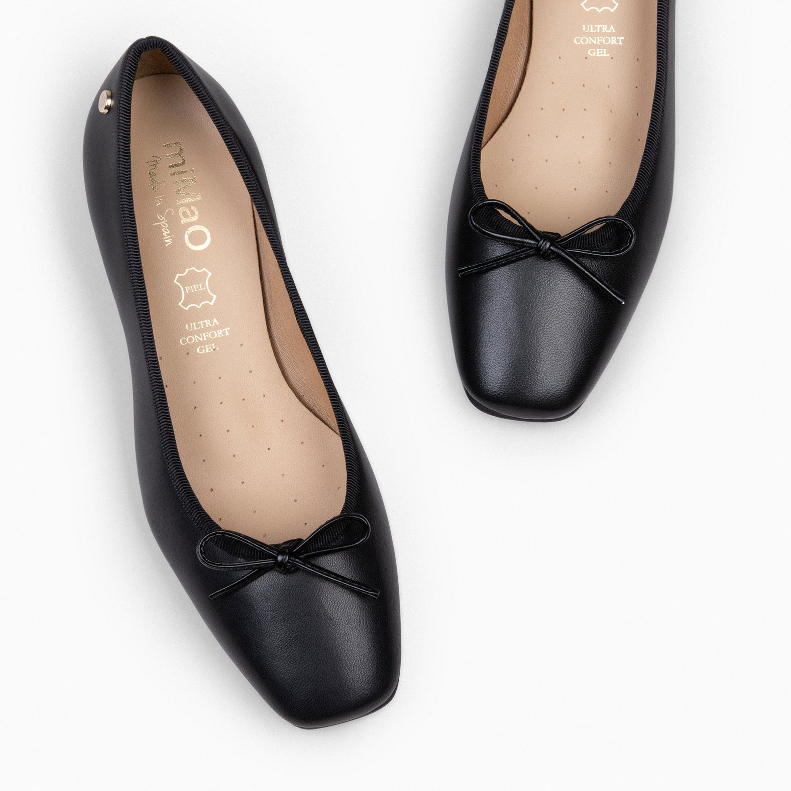 OPERA – Ballerines à talon en cuir NOIR