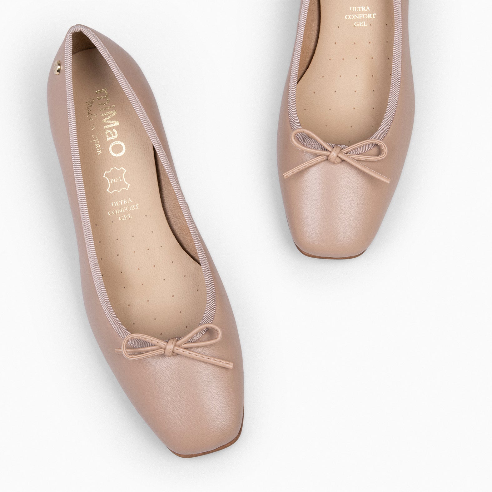 OPERA – Ballerines à talon en cuir NUDE