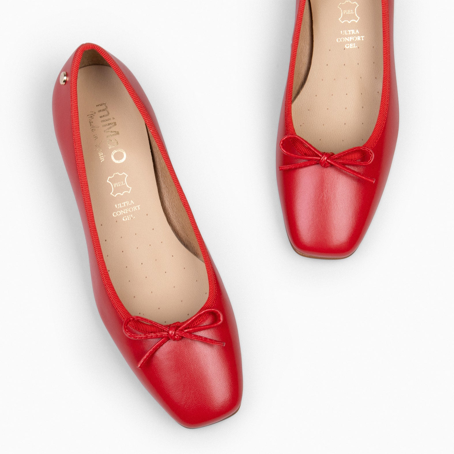 OPERA – Ballerines à talon en cuir ROUGE