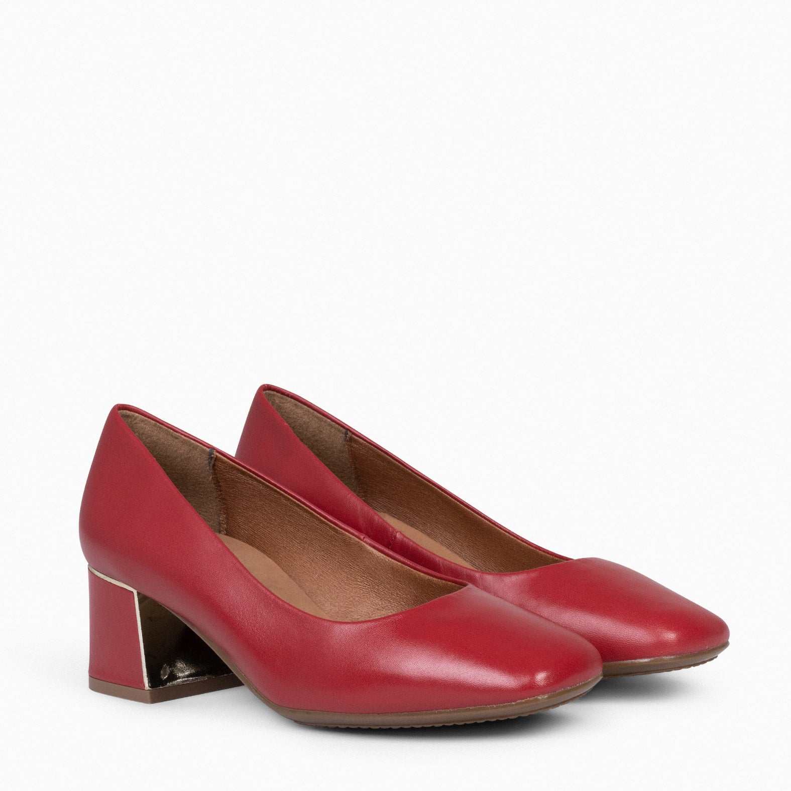 FEMME Chaussures talon et bout carr en cuir nappa ROUGE