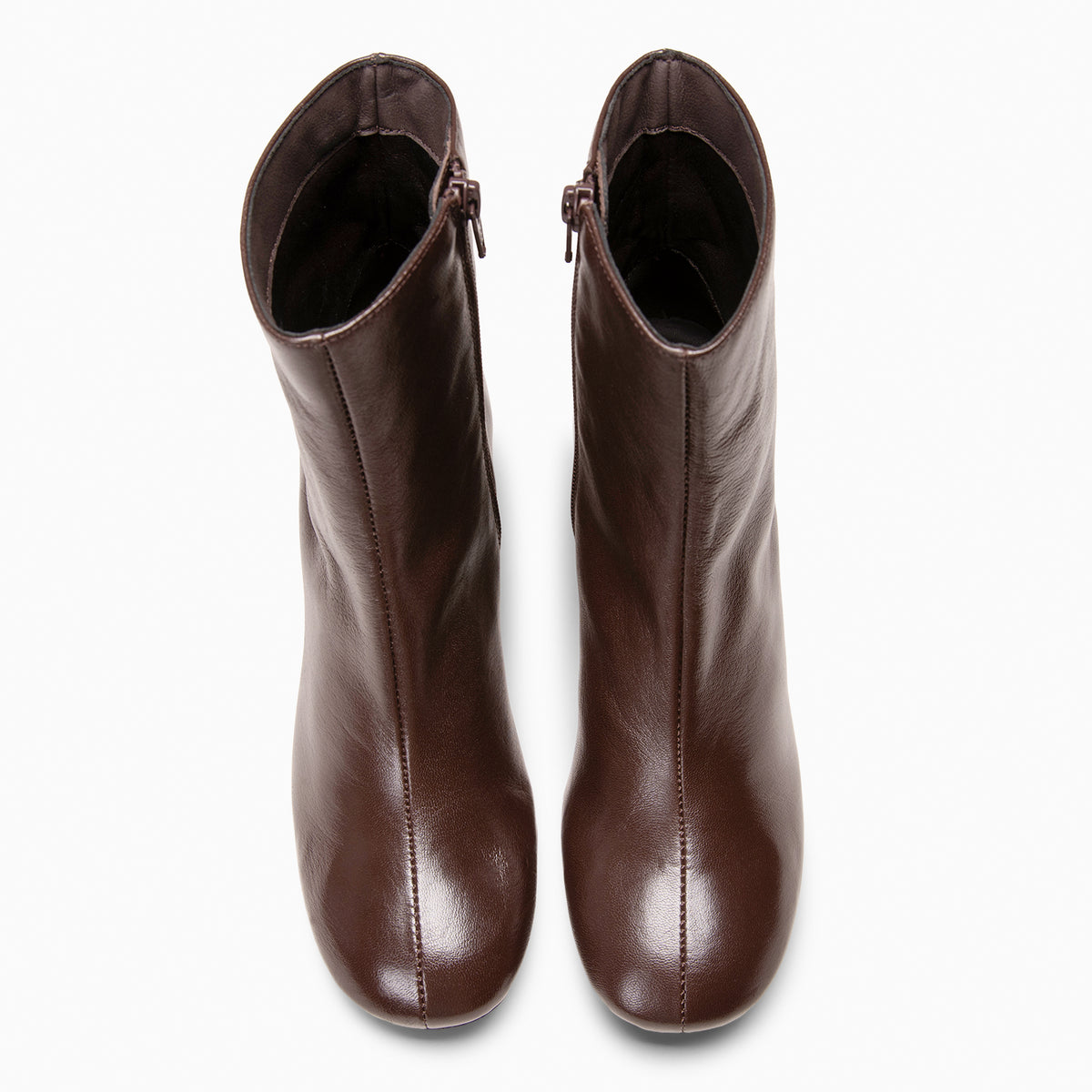 RUBI - Botines de tacón de piel MARRON