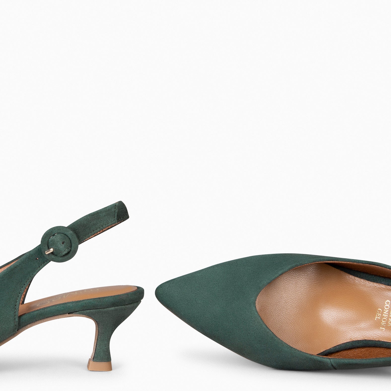 CARMEN – Slingbacks à petit talon kitten VERT