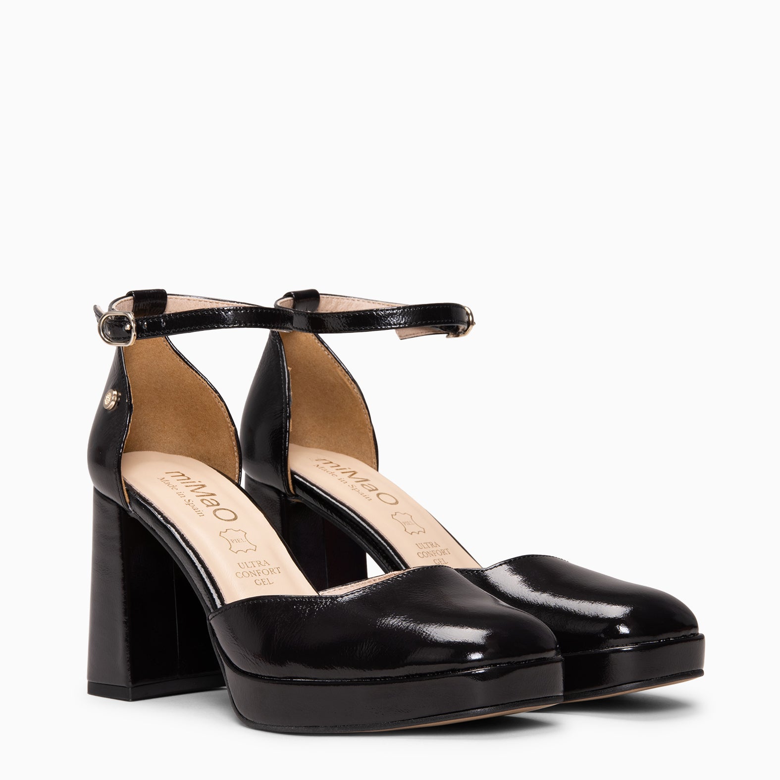 MEGAN - Zapatos con tacón ancho y plataforma NEGRO - miMaO ®