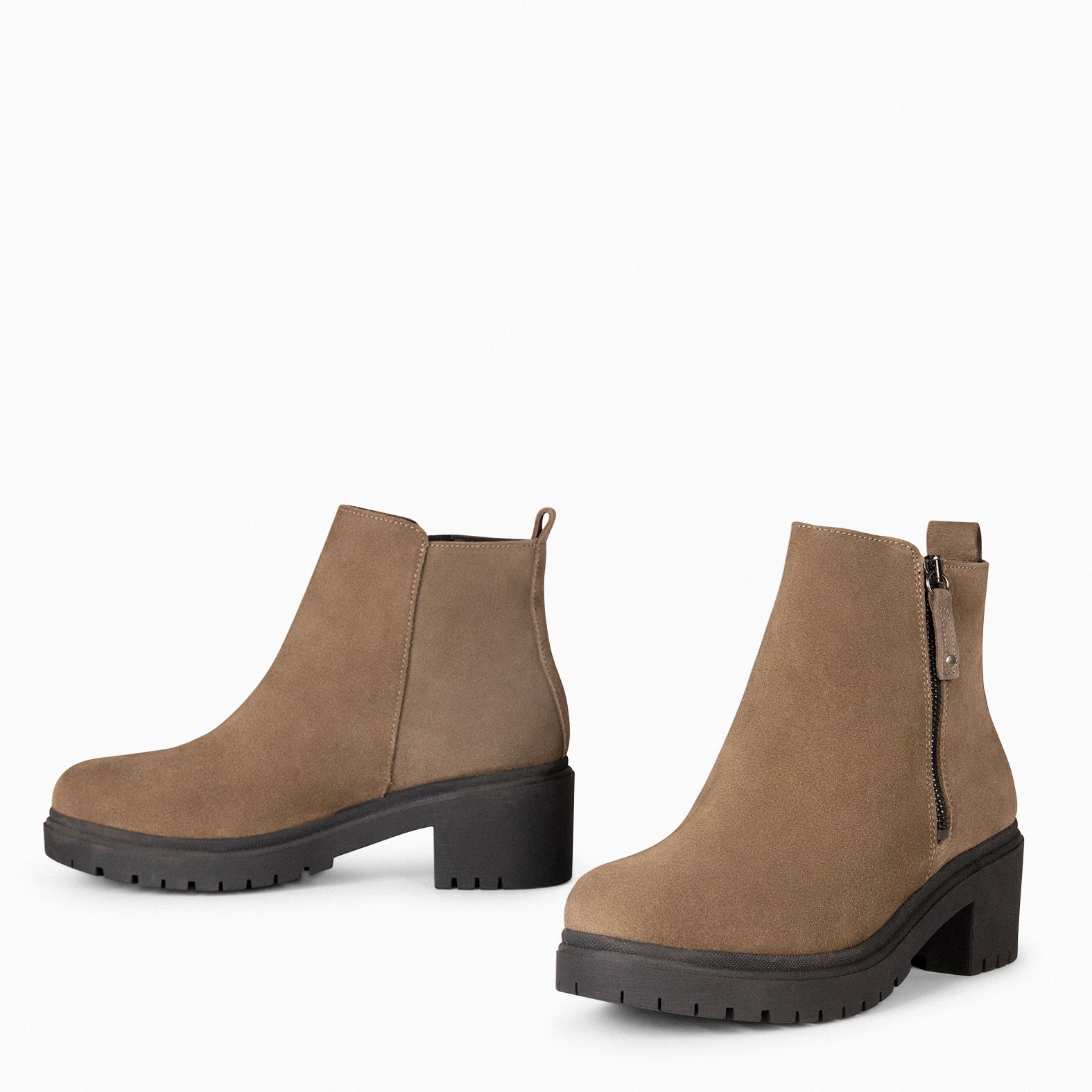 POP – Bottines en daim hydrofuge TAUPE