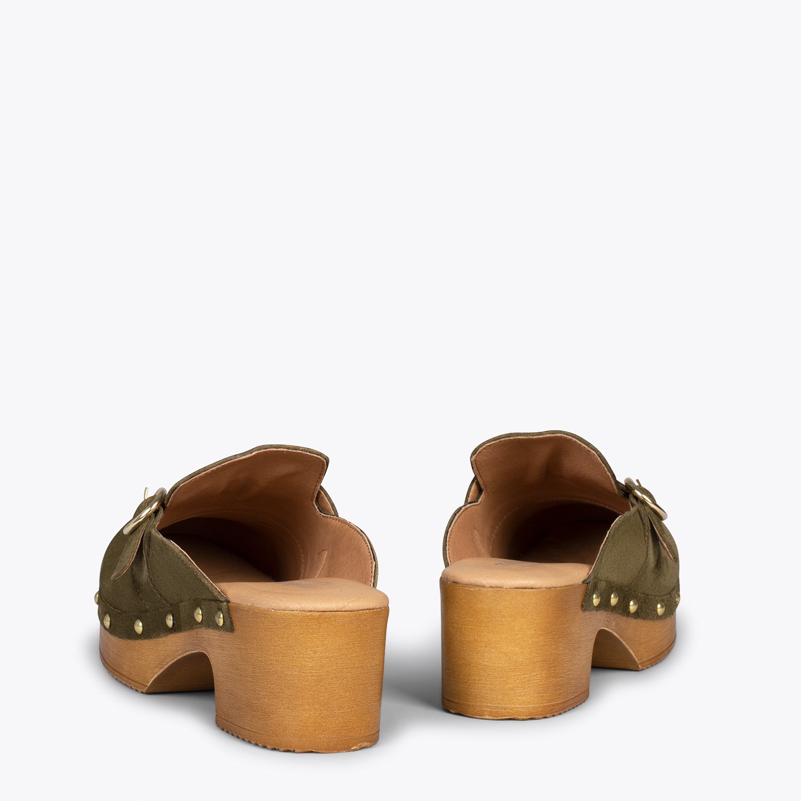 NIZA –  GREEN mules with heel and platform