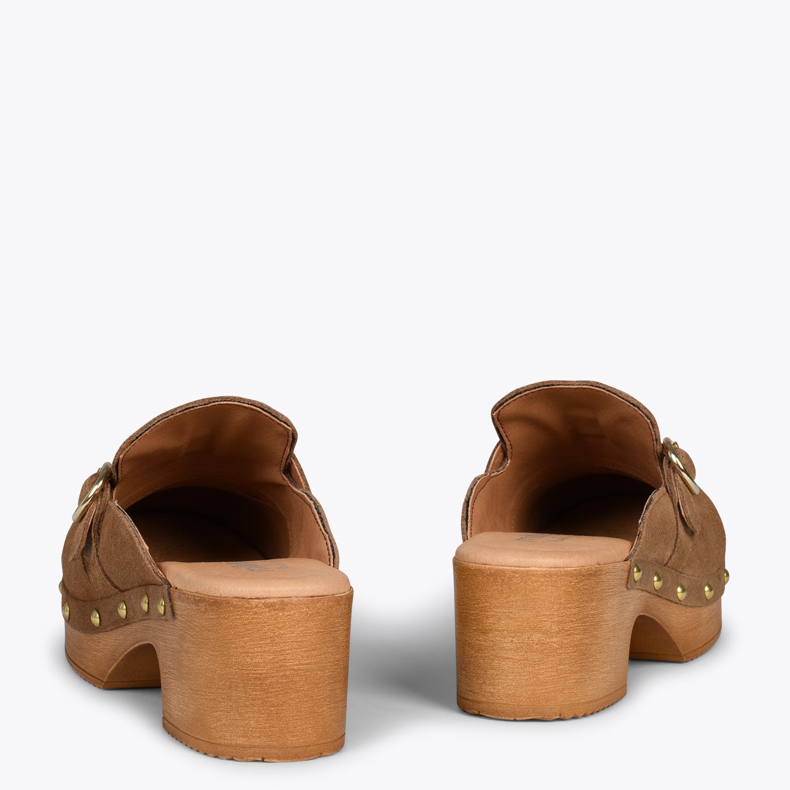 NIZA –  TAUPE mules with heel and platform