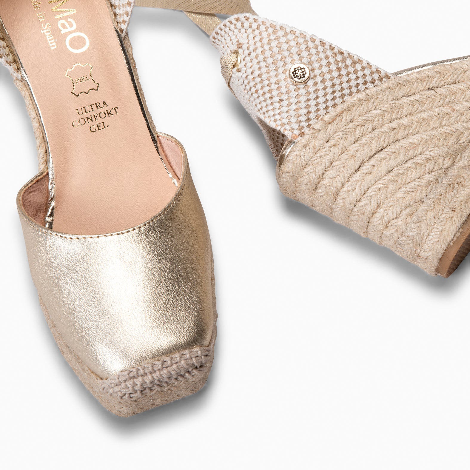 MOMBASA - Espadrilles compensées à ruban DORÉ