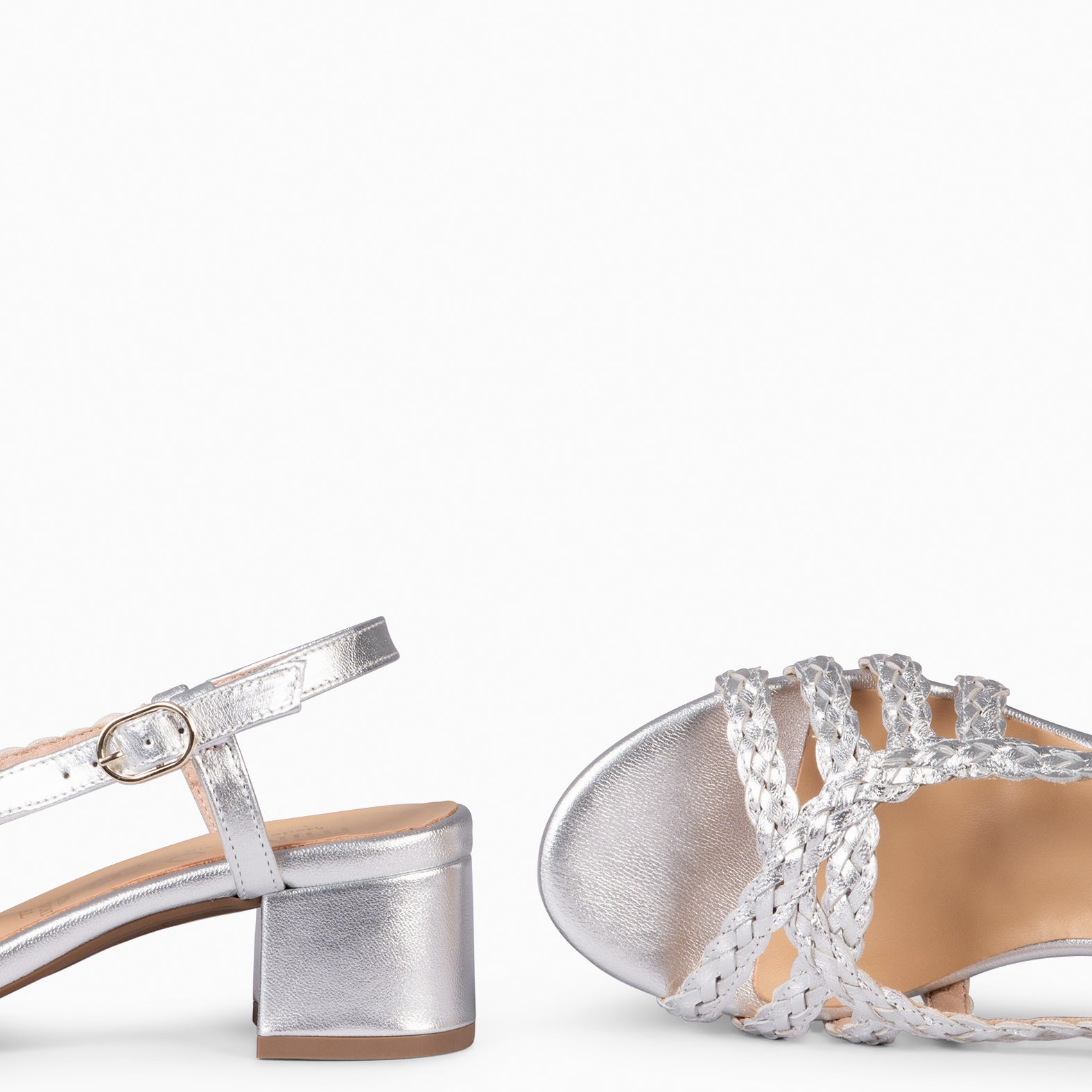 LINA - Sandalias de tacón ancho PLATA - miMaO ®