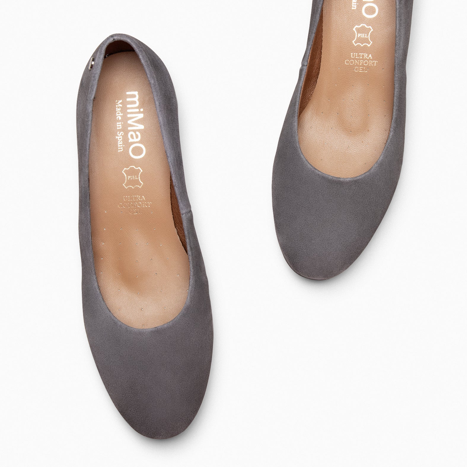 URBAN ROUND - ANTHRACITE suede leather low heels