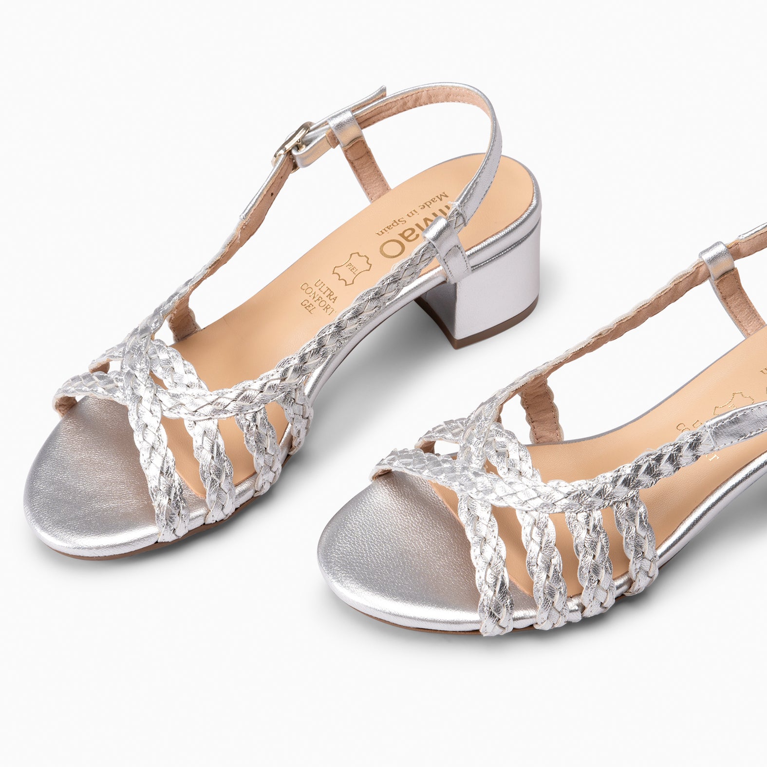 LINA - Sandalias de tacón ancho PLATA - miMaO ®