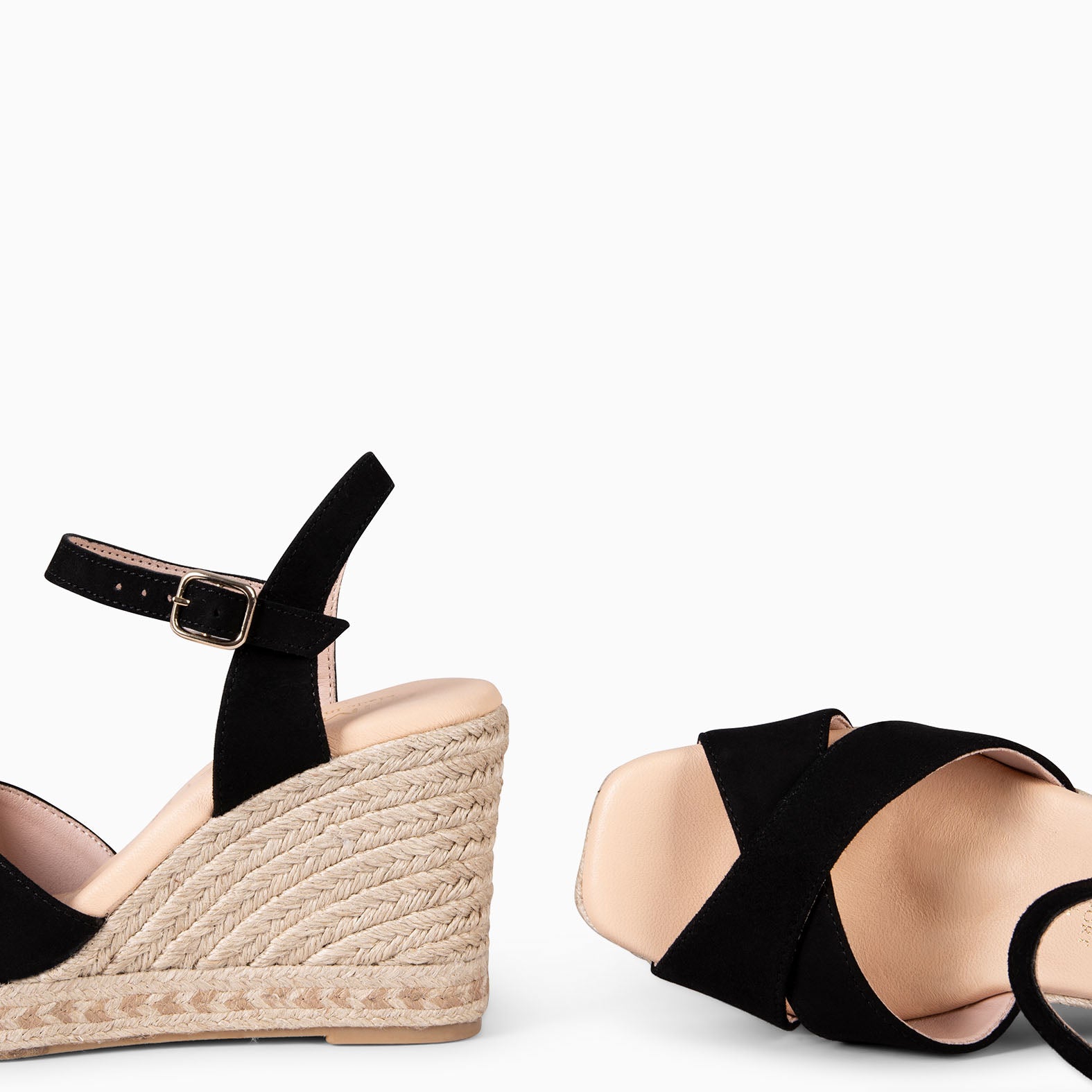 VERA - Espadrilles à talon en daim NOIR