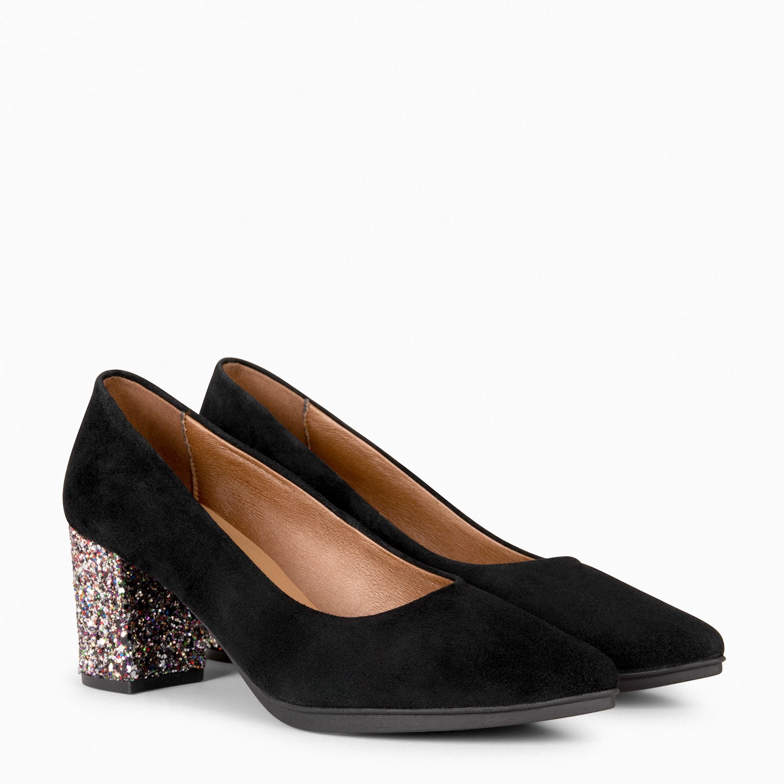 URBAN S GLITTER – GLITTER BLACK mid-heeled shoes with glitter