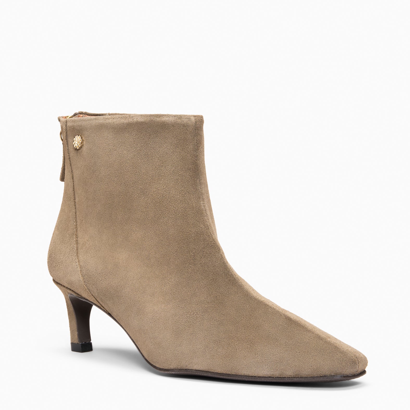 LUISA - Bottines à talon kitten et zip arrière en daim VERT