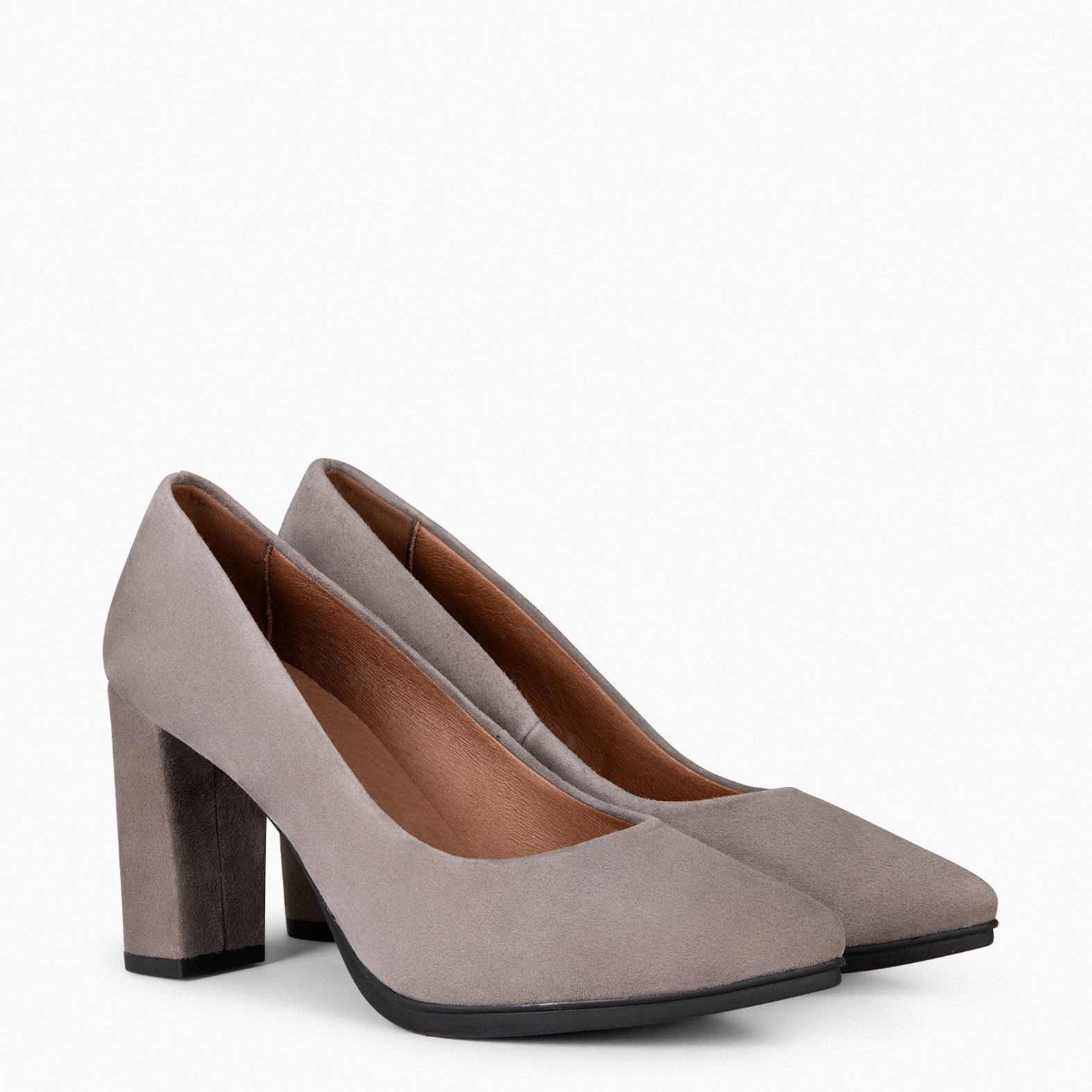 URBAN – GREY suede high-heeled shoes