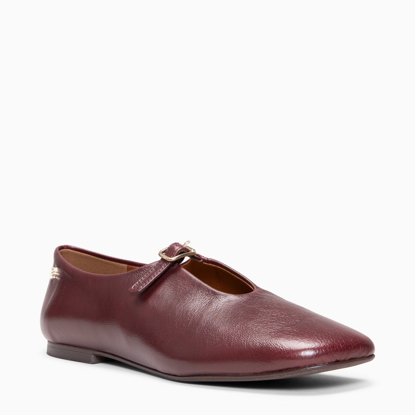 MANUELA - BURGUNDY Leather Flat Mary Janes