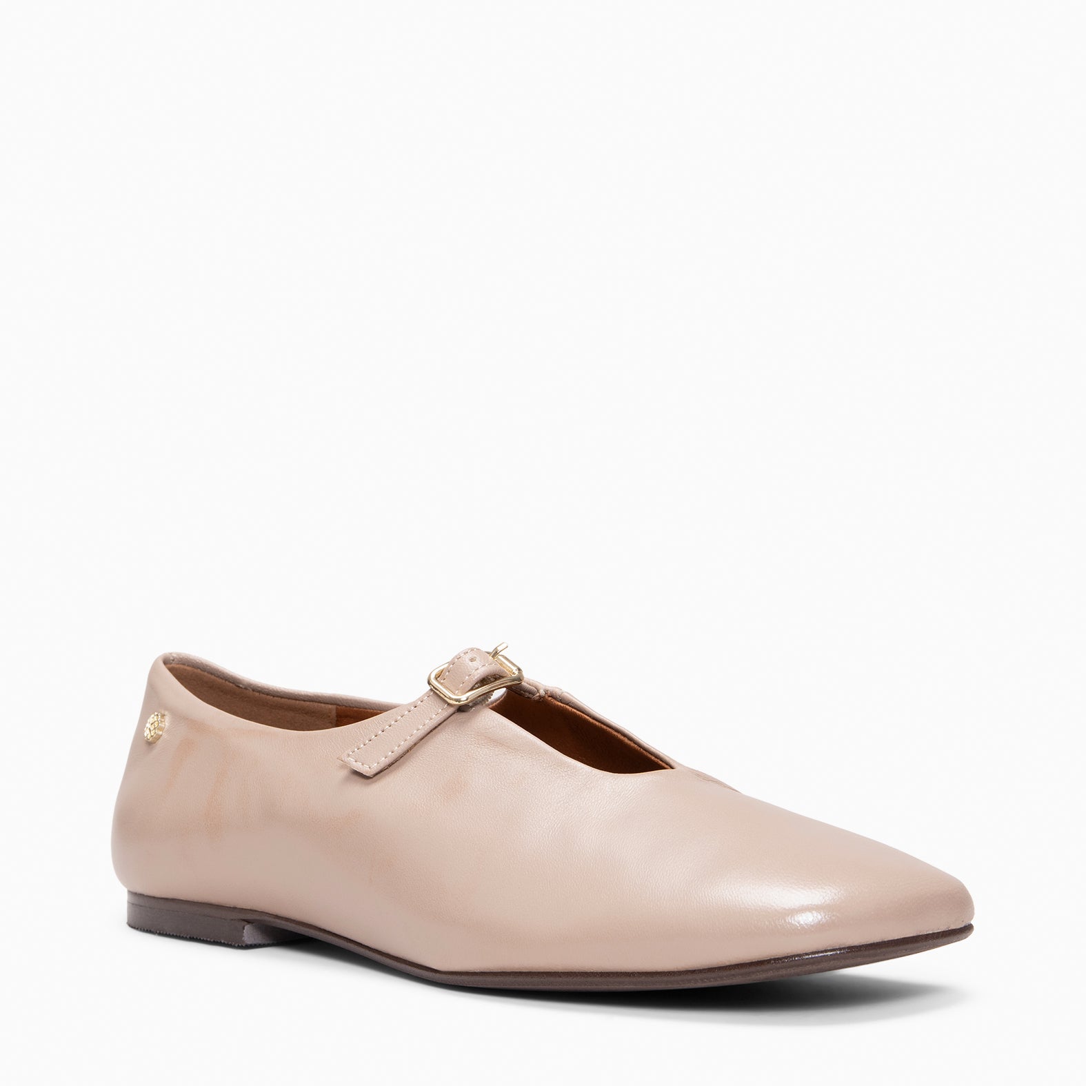 MANUELA - TAUPE Leather Flat Mary Janes