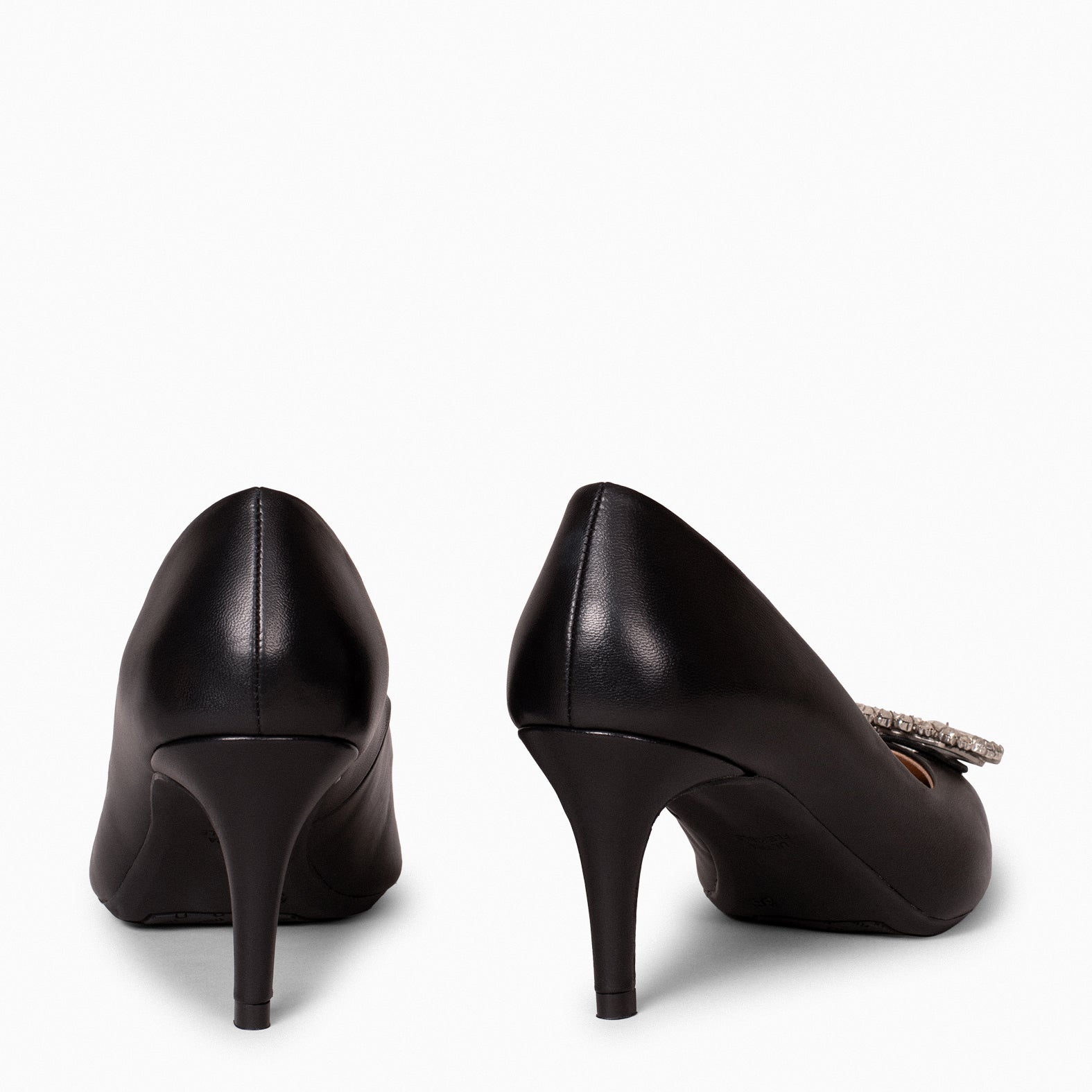 ELLA – BLACK stiletto heels with brooch