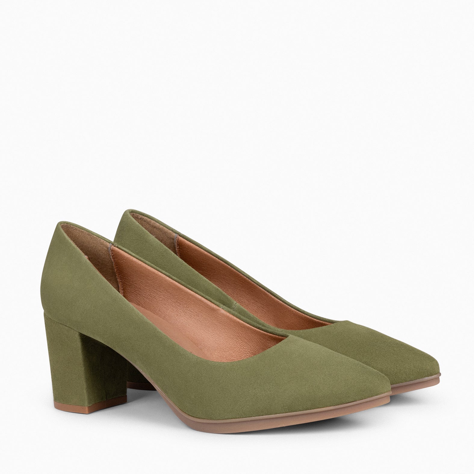 URBAN S - GREEN suede mid-heeled shoes