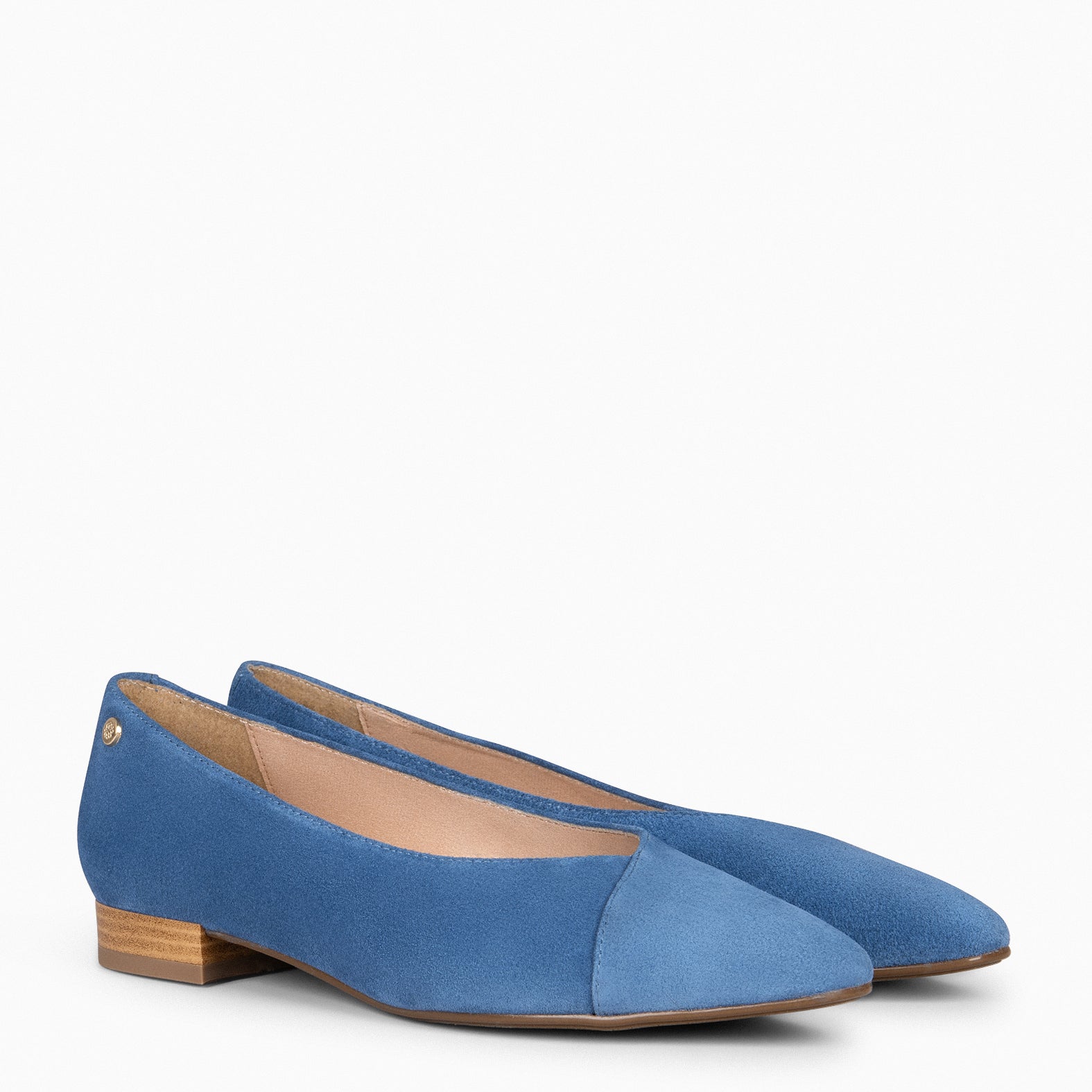 MARIE – Chaussures plates à bout pointu en daim BLEU