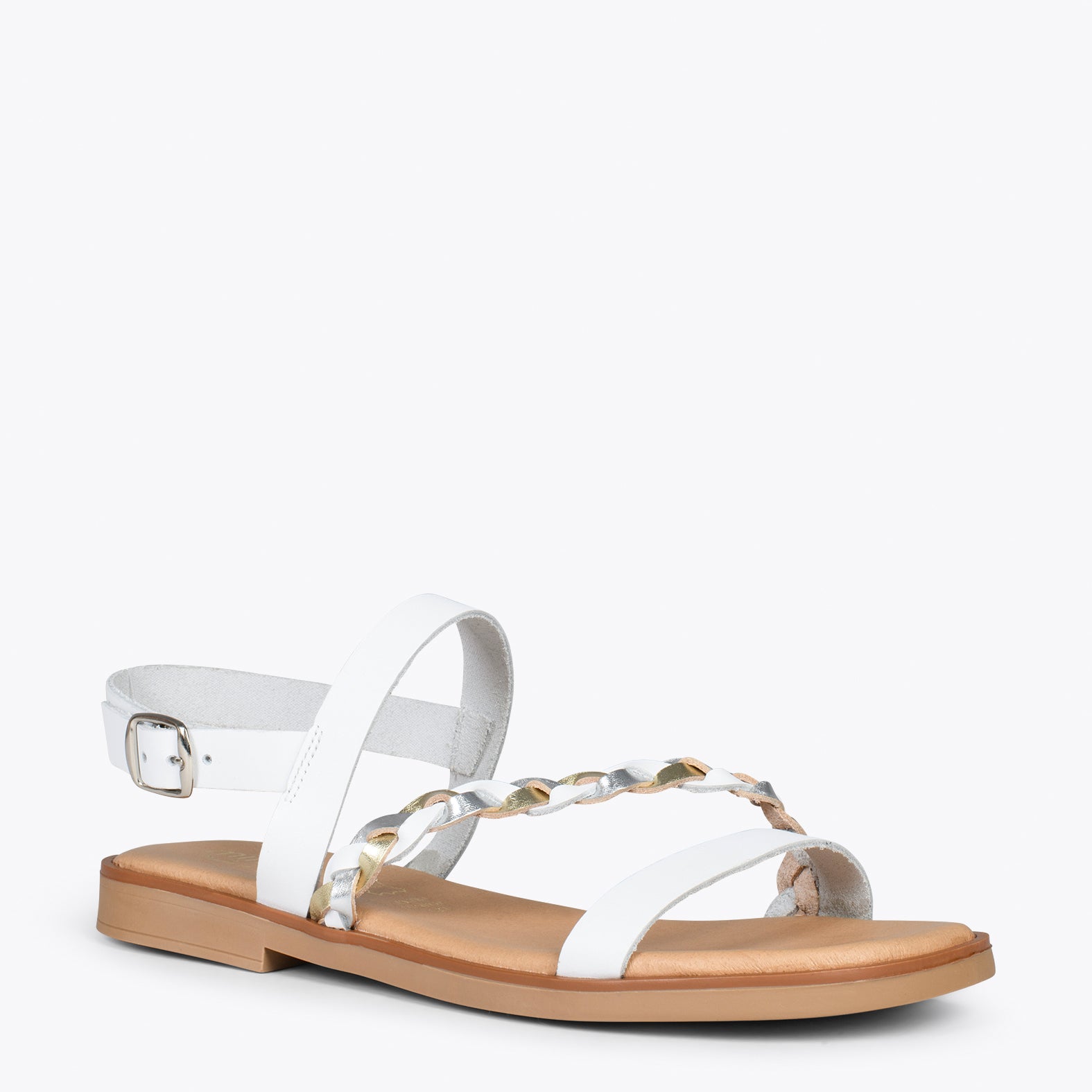 ASTER – WHITE flat sandals with buckle