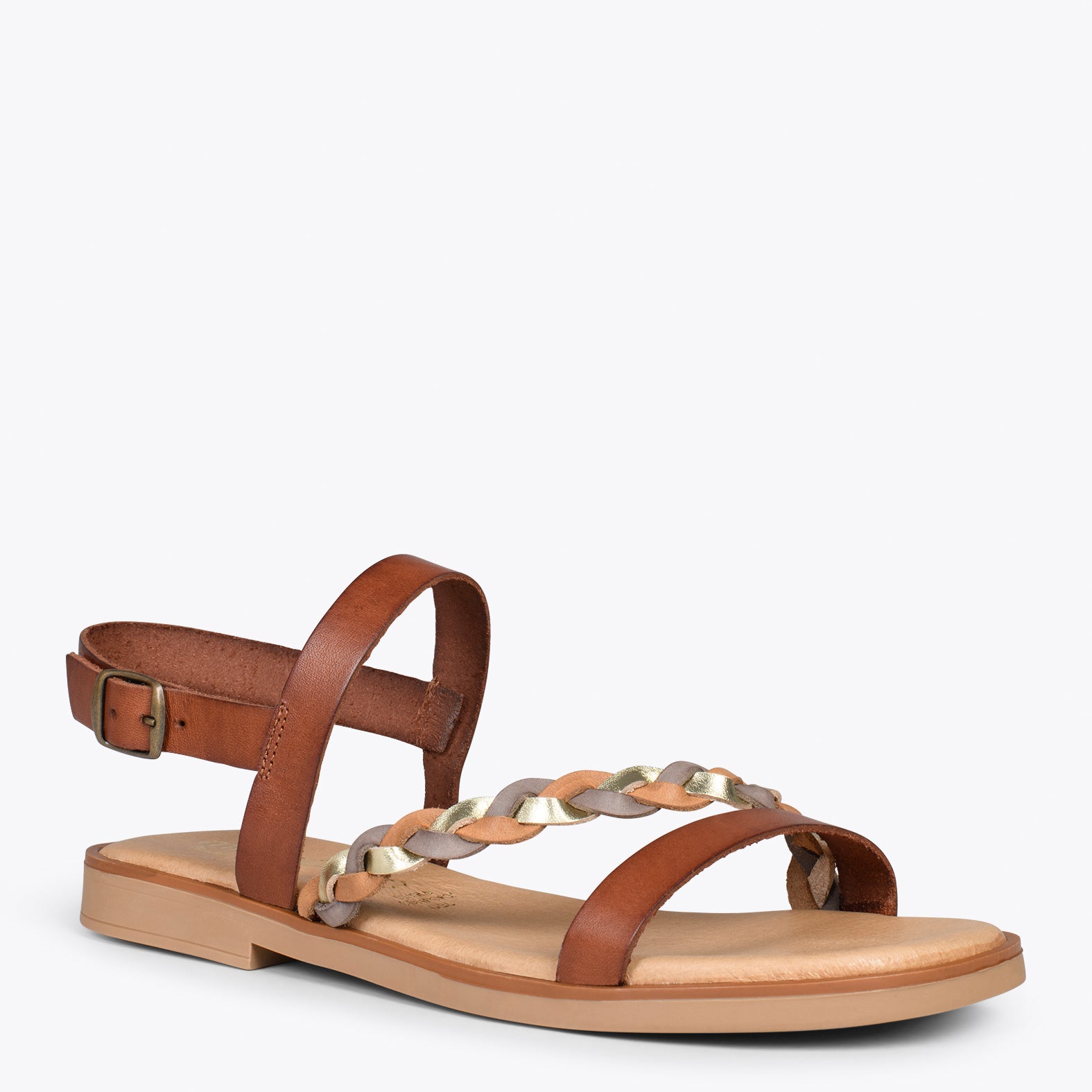 ASTER – CAMEL flat sandals with buckle