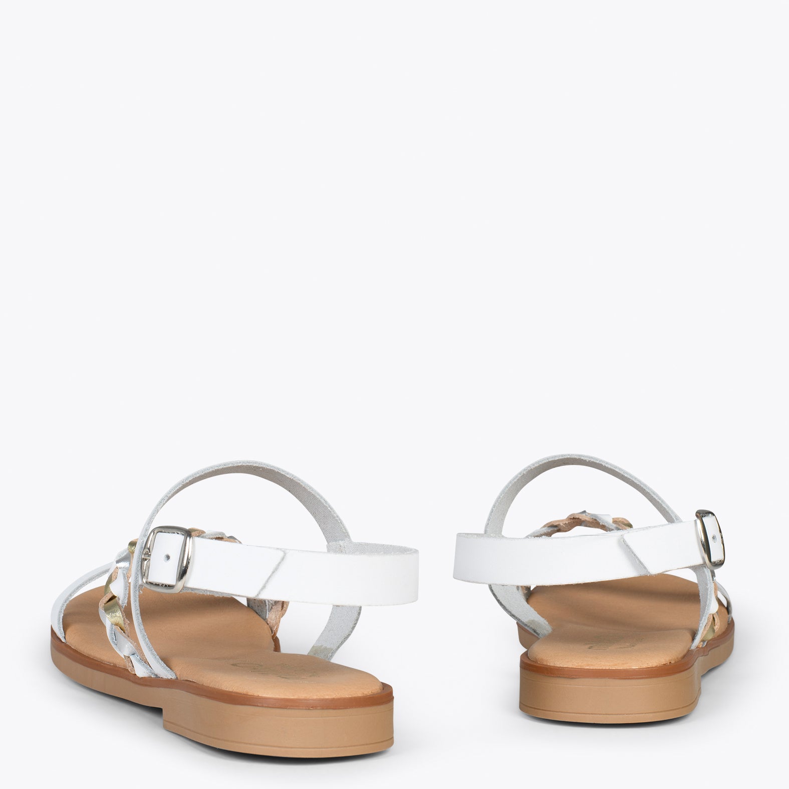 ASTER – WHITE flat sandals with buckle