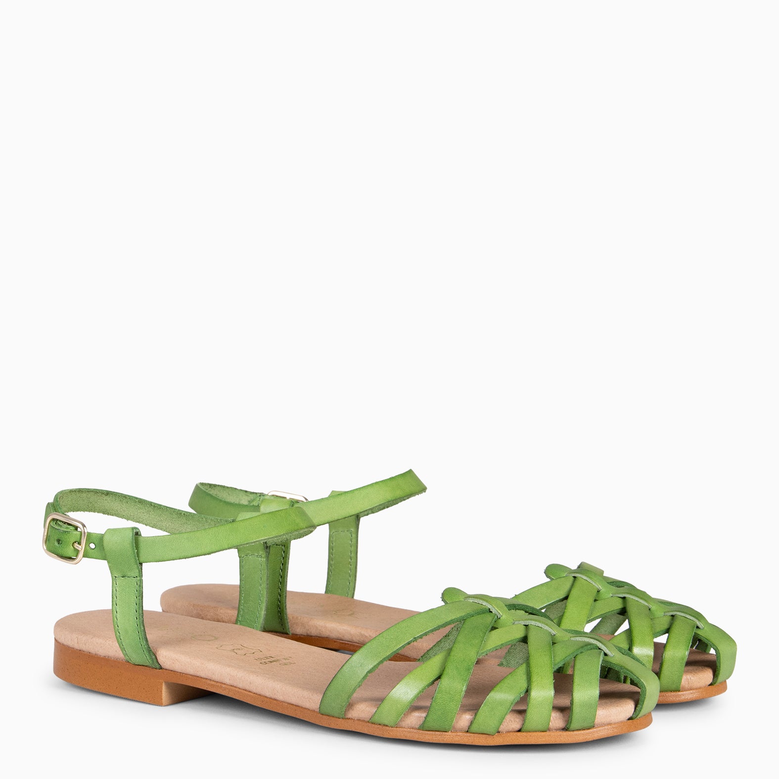 BEACH - GREEN Braided Flat Sandals 