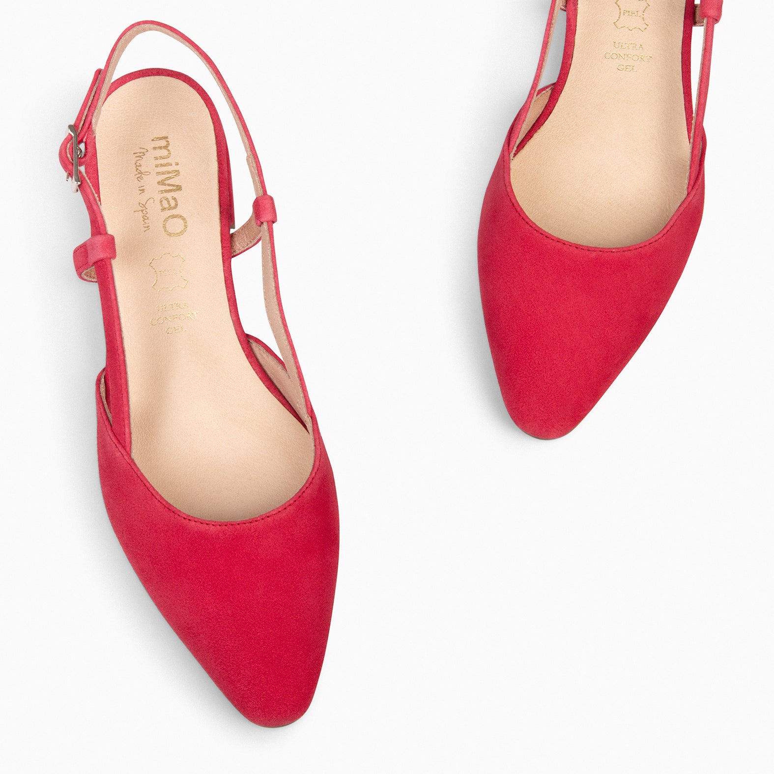 BRUNCH – Chaussures Slingbacks plates ROUGE
