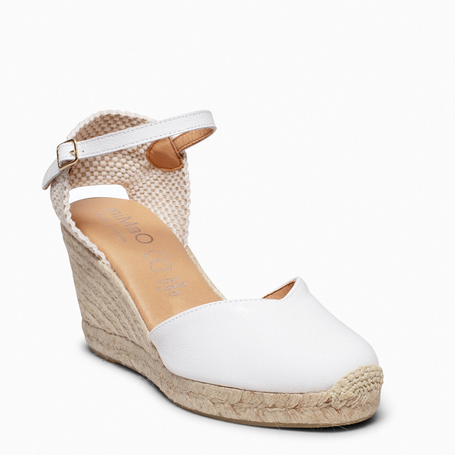 NERJA PATENT - WHITE PATENT ESPADRILLE WEDGES