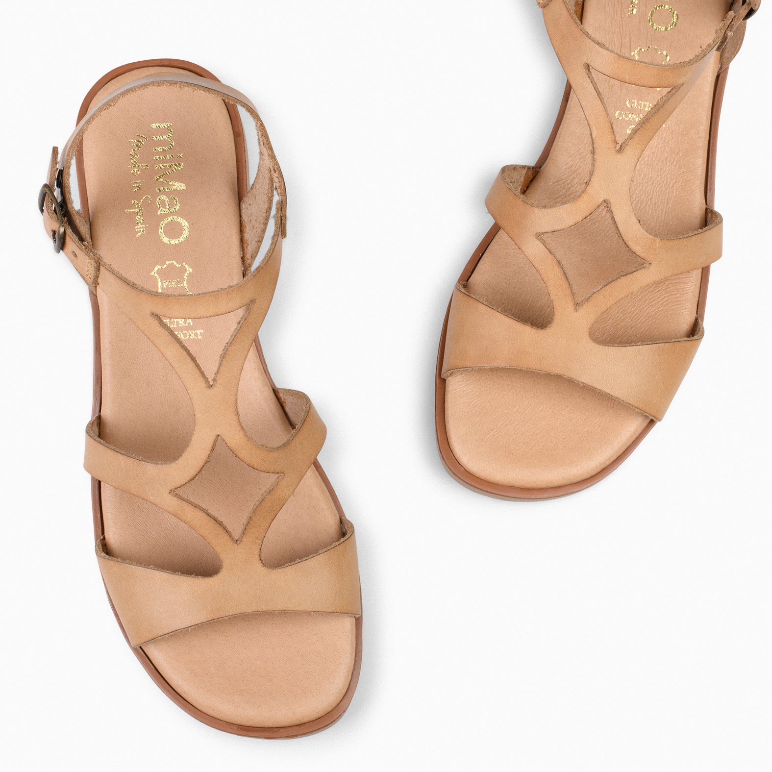 BAMBOO – CAMEL FLAT SANDALS