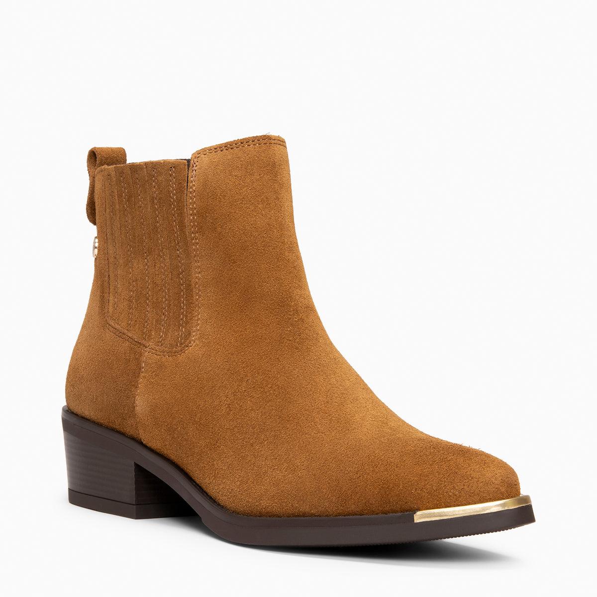 BONNIE - Bottines chelsea à talon en daim CAMEL