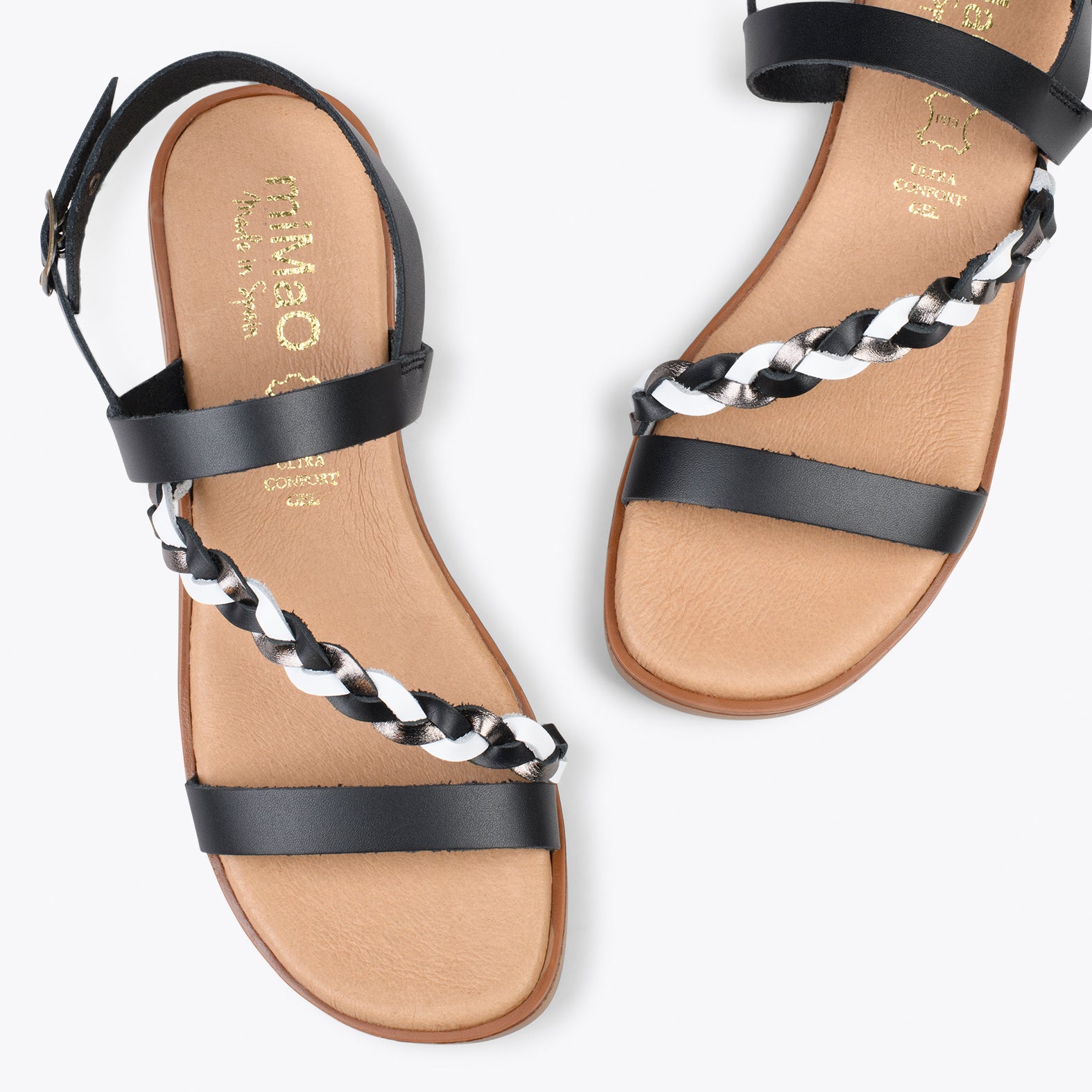ASTER – BLACK flat sandals with buckle