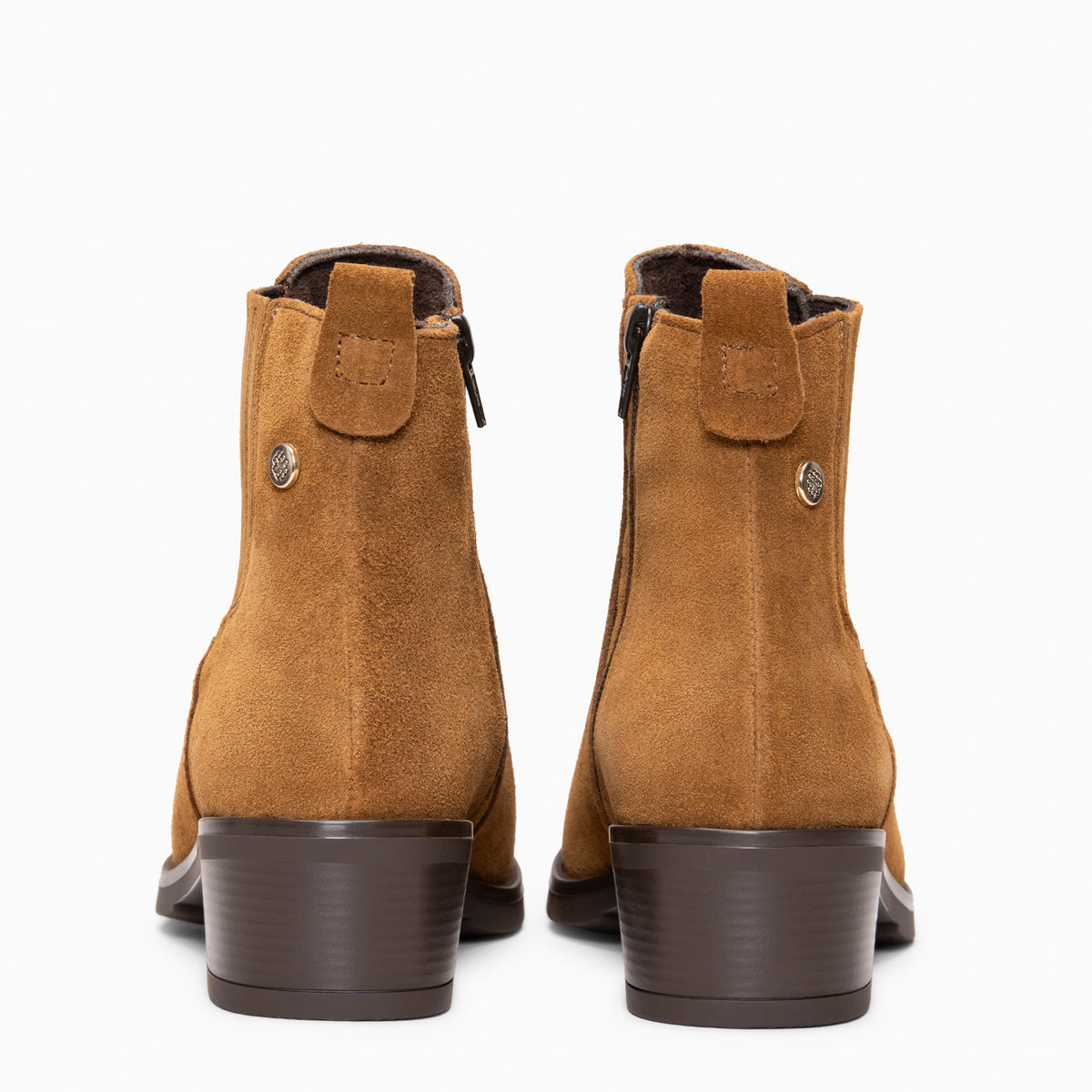 BONNIE - Bottines chelsea à talon en daim CAMEL