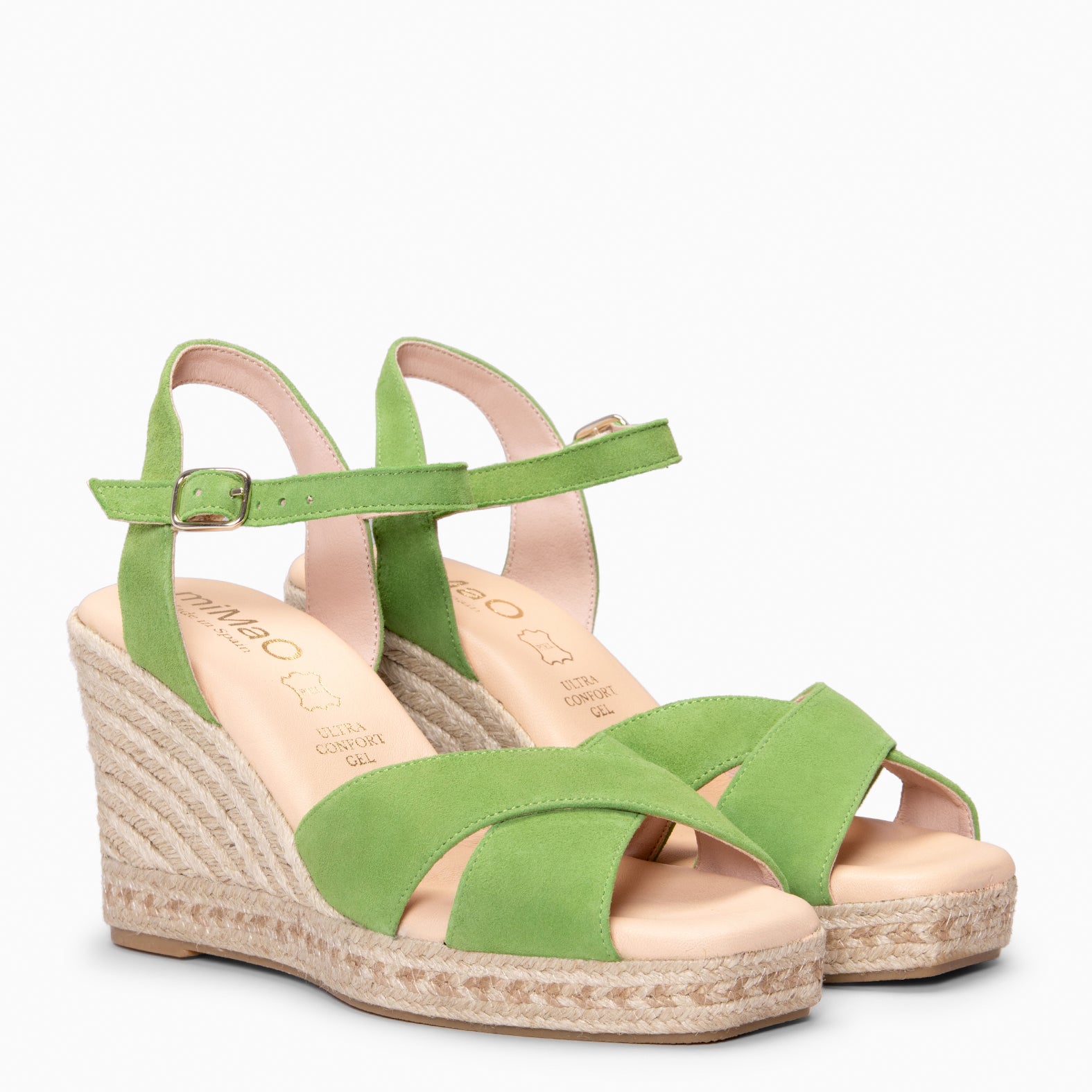 VERA - Cuña de esparto de ante VERDE - miMaO ®