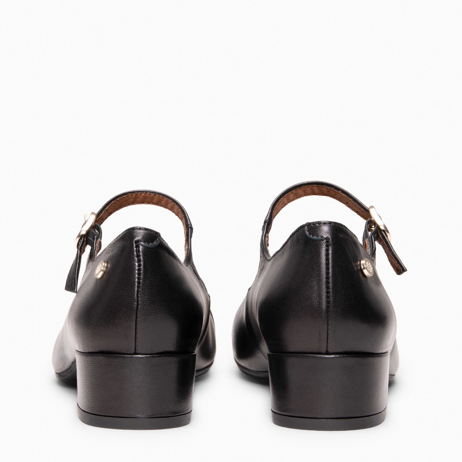 FLORA - Mercedita con tacón de piel bicolor NEGRO