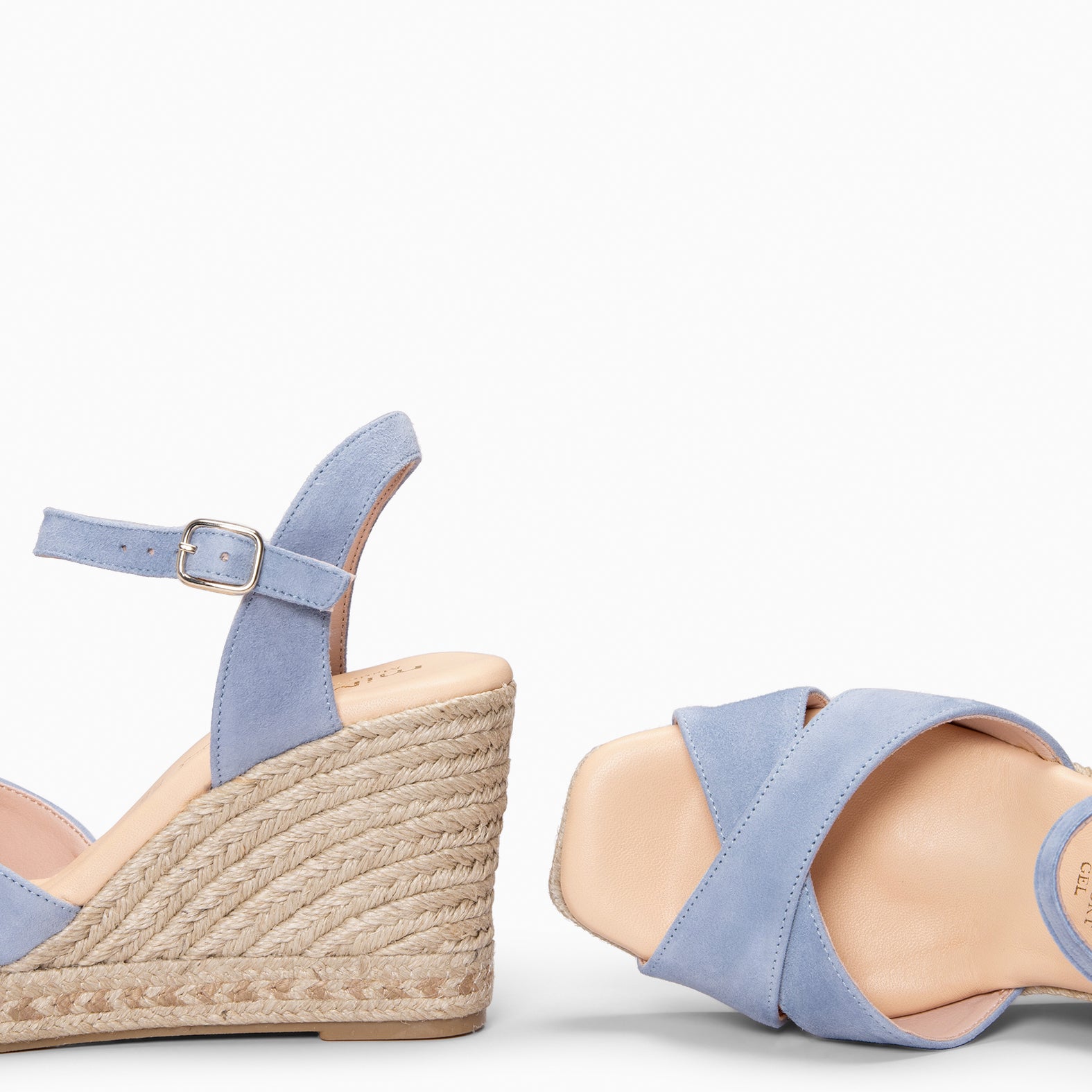 VERA - Cuña de esparto de ante AZUL - miMaO ®