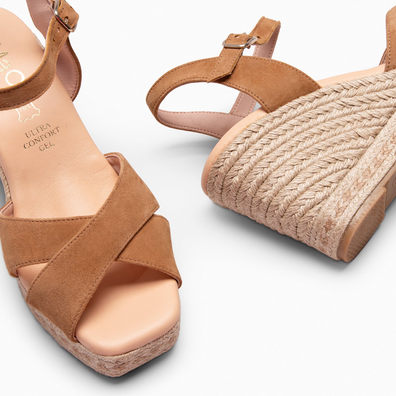 VERA - Cuña de esparto de ante CAMEL - miMaO ®