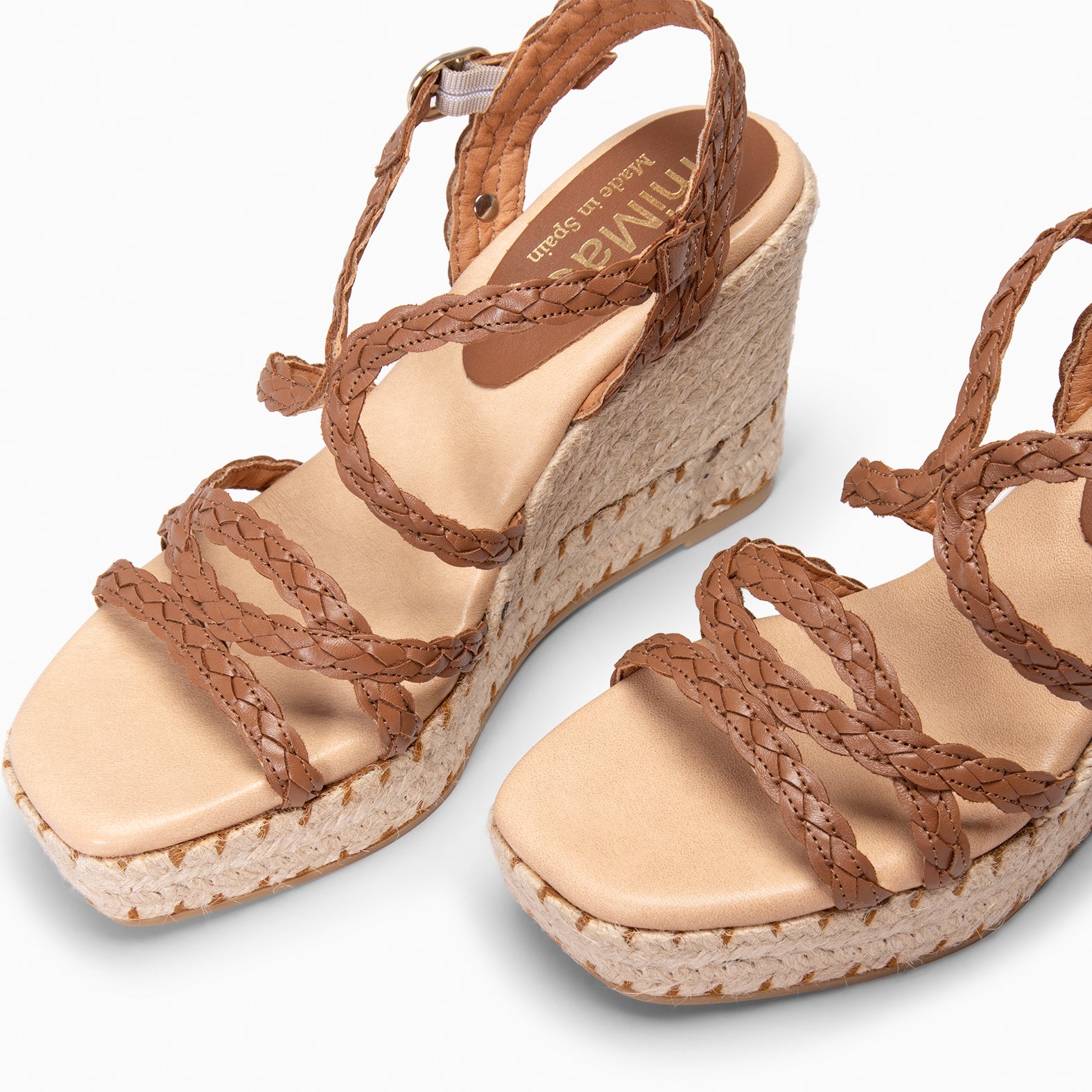 ARTEMISA - cuñas de esparto trenzadas CUERO