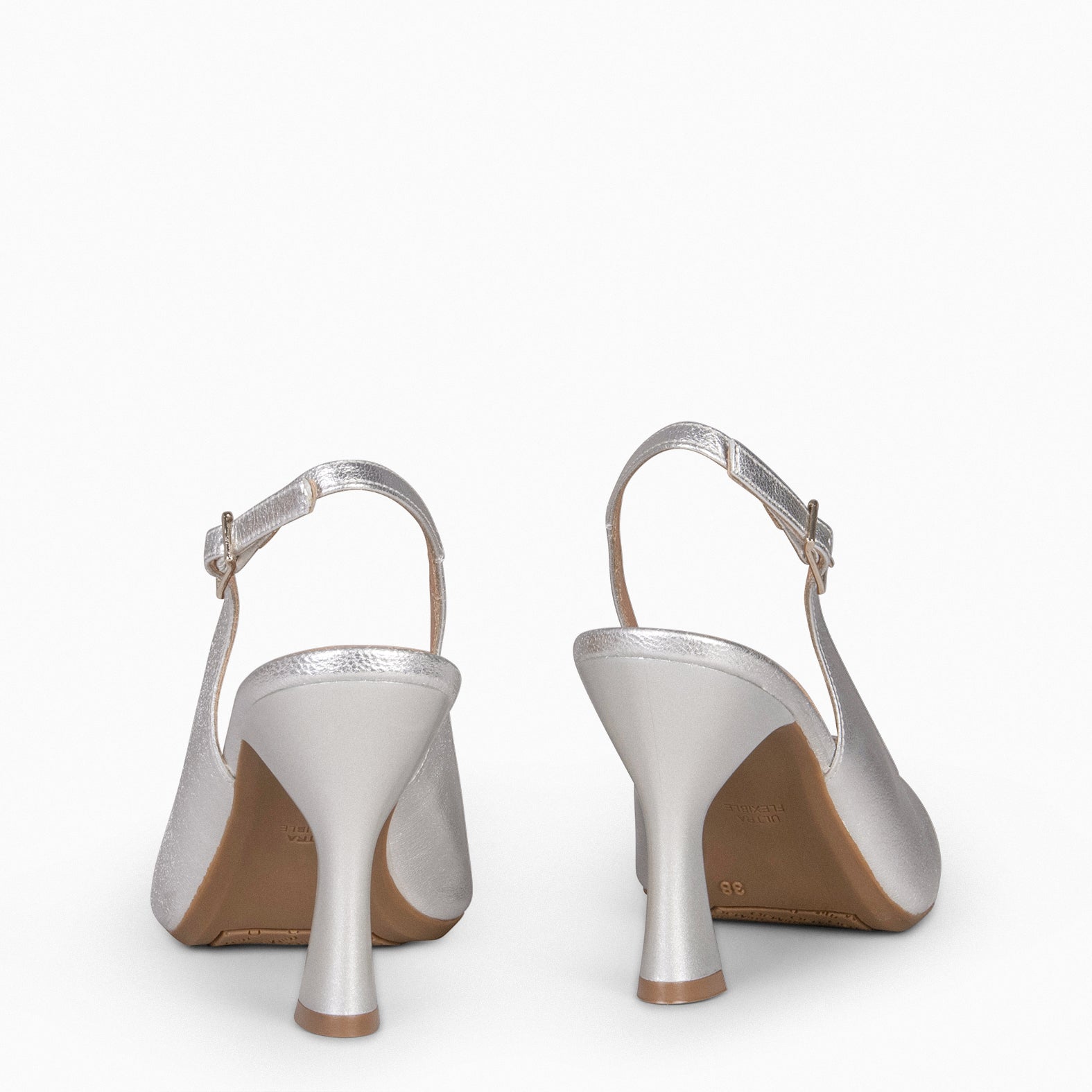 GLAM SLINGBACKS – Escarpins à talon slingbacks en cuir ARGENTÉ