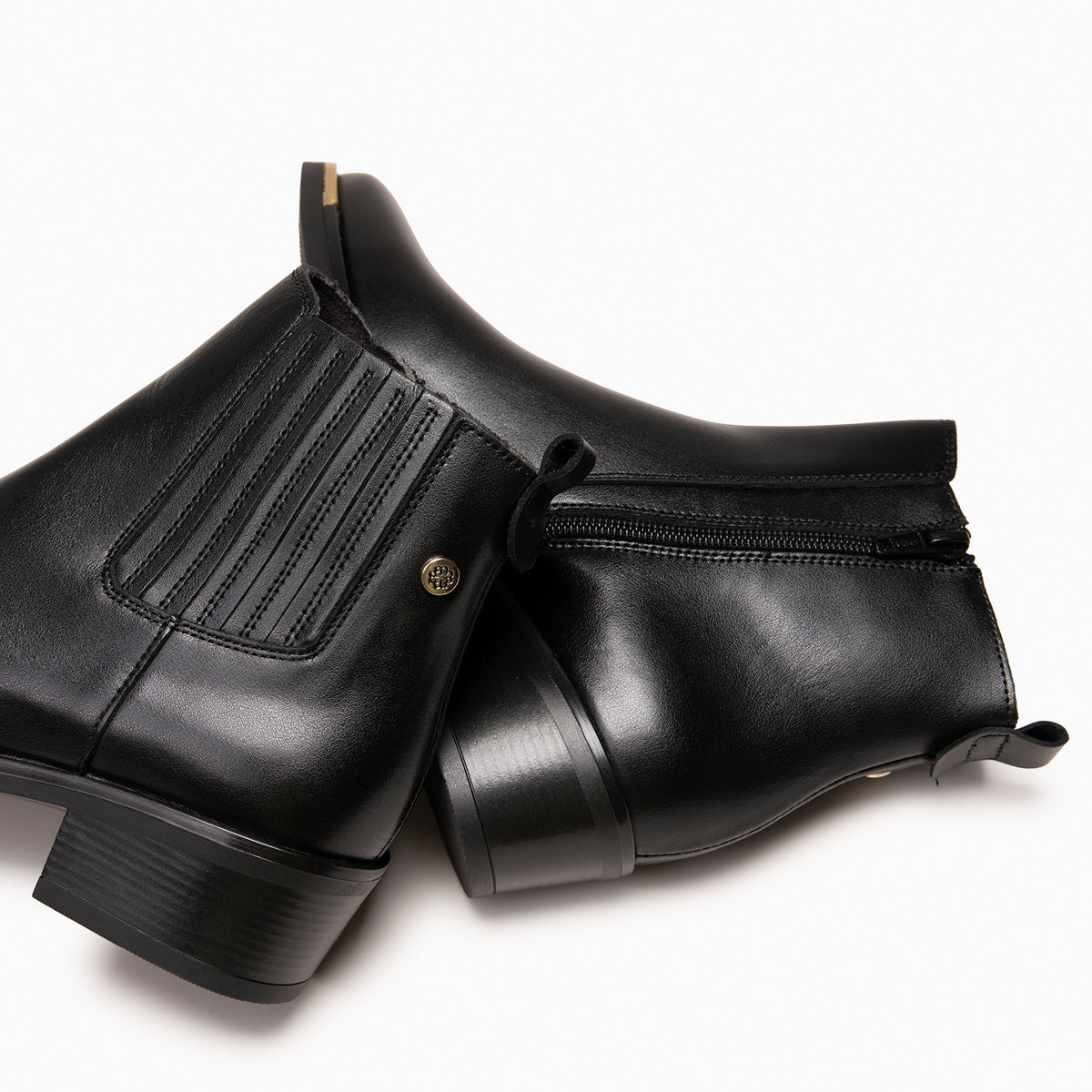 BONNIE - Bottines chelsea à talon en cuir NOIR