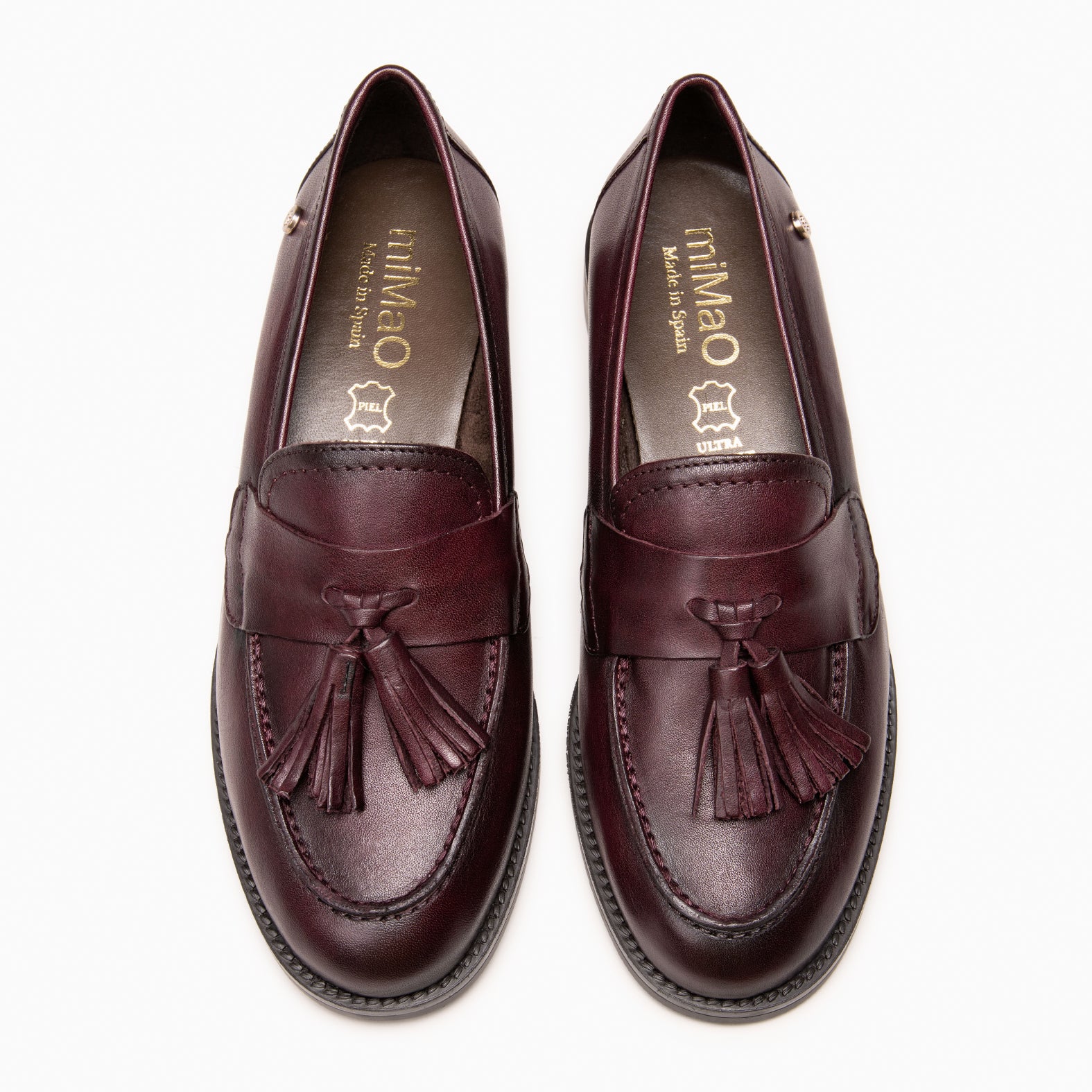 NARA - BURGUNDY leather loafers with tassels