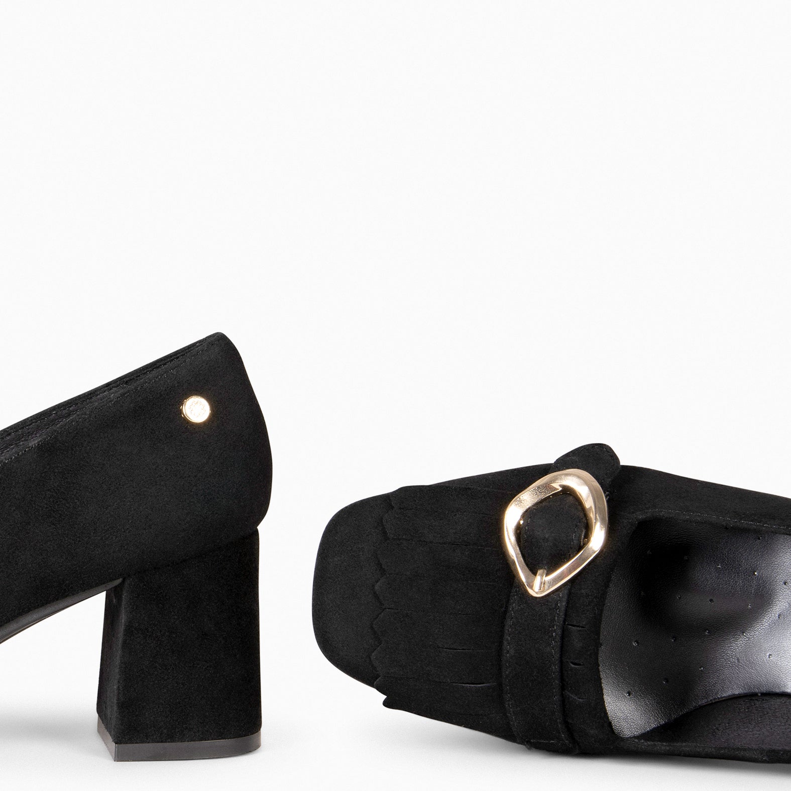 SISSI – BLACK BLOCK HEEL MOCCASINS