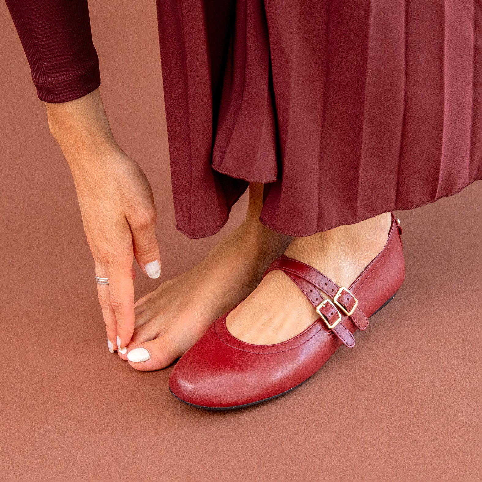 AMAPOLA - BAILARINA PLANA BARESOFT NAPA ROJO