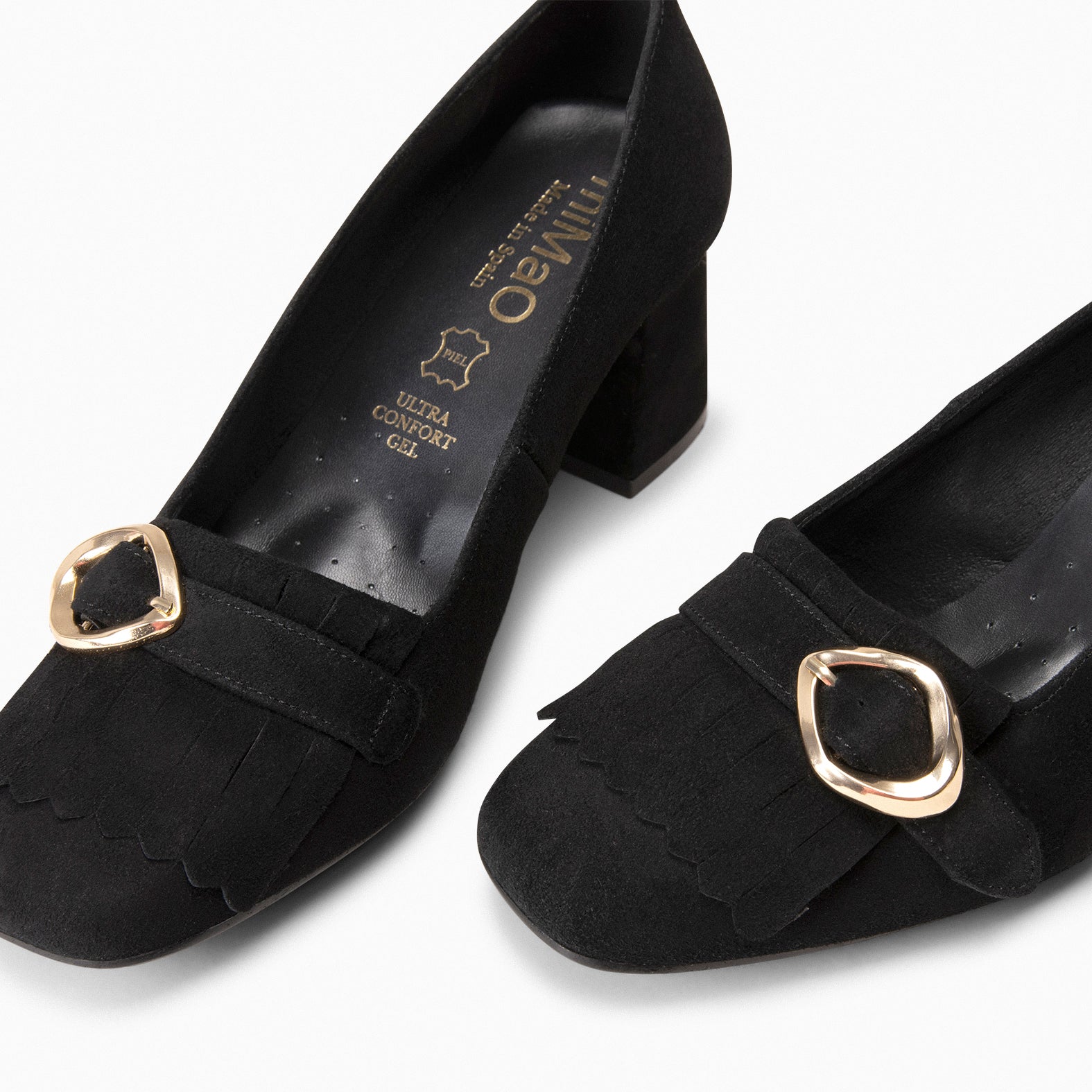 SISSI – Mocassins à talon en daim NOIR