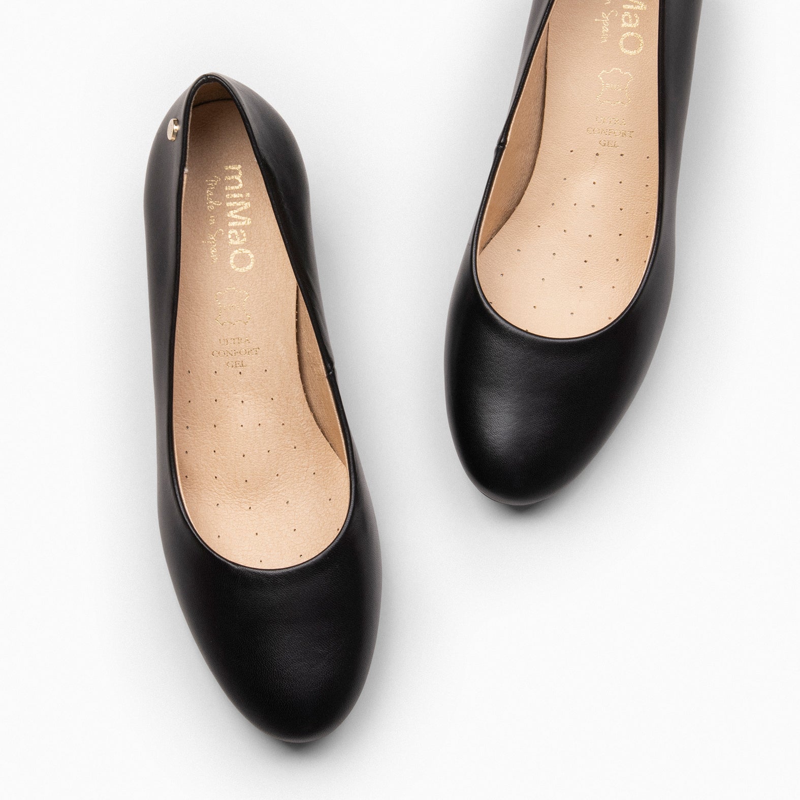 URBAN ROUND - BLACK NAPPA LEATHER LOW HEELS