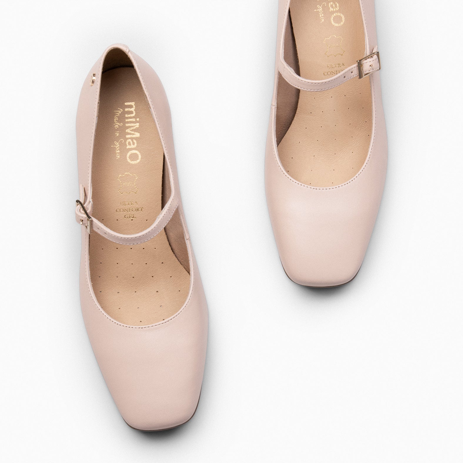BELLA – NUDE suede leather mary-jane shoes